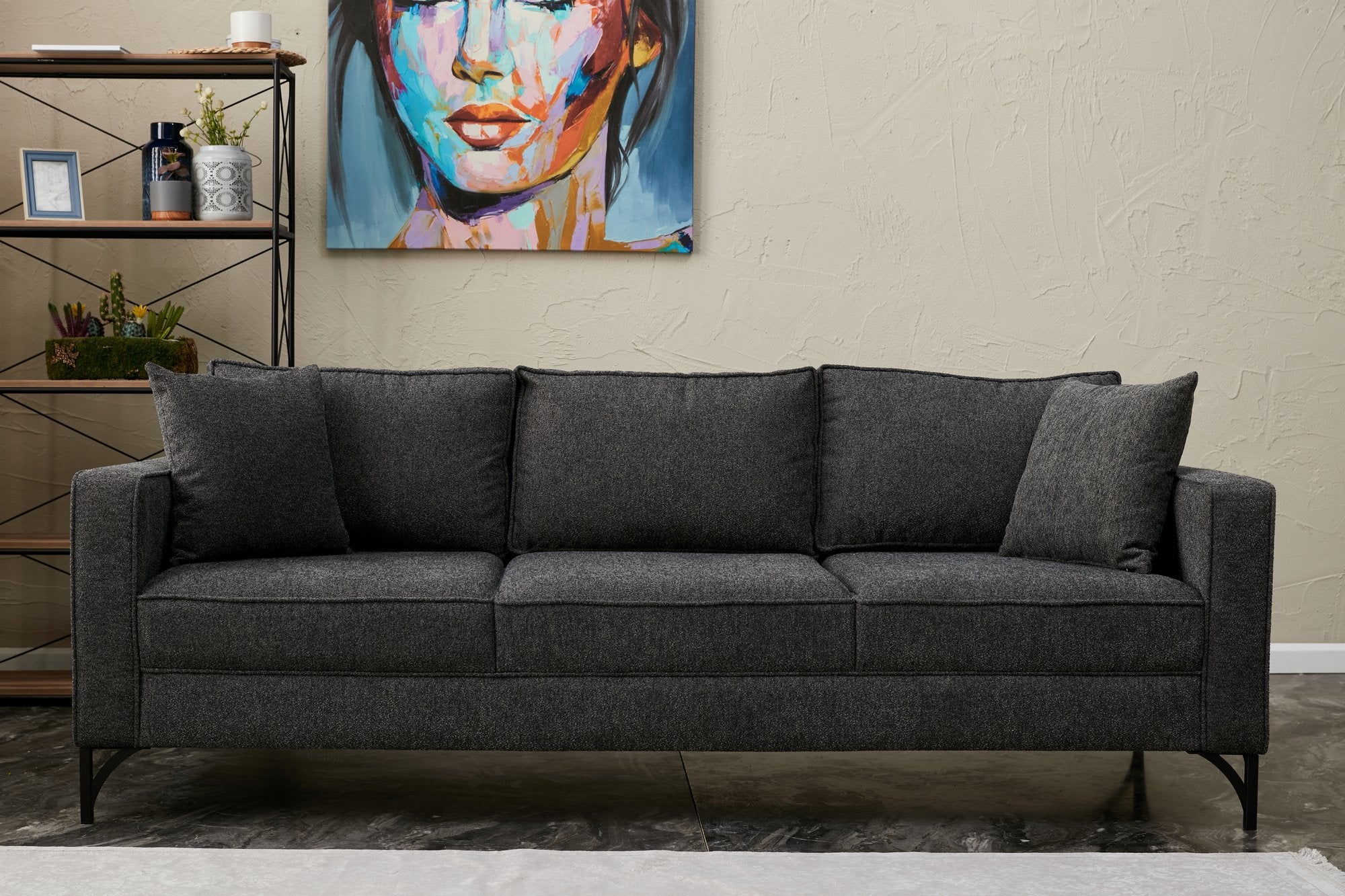 Berlin - Antracit, Svart 3-sits Soffa
