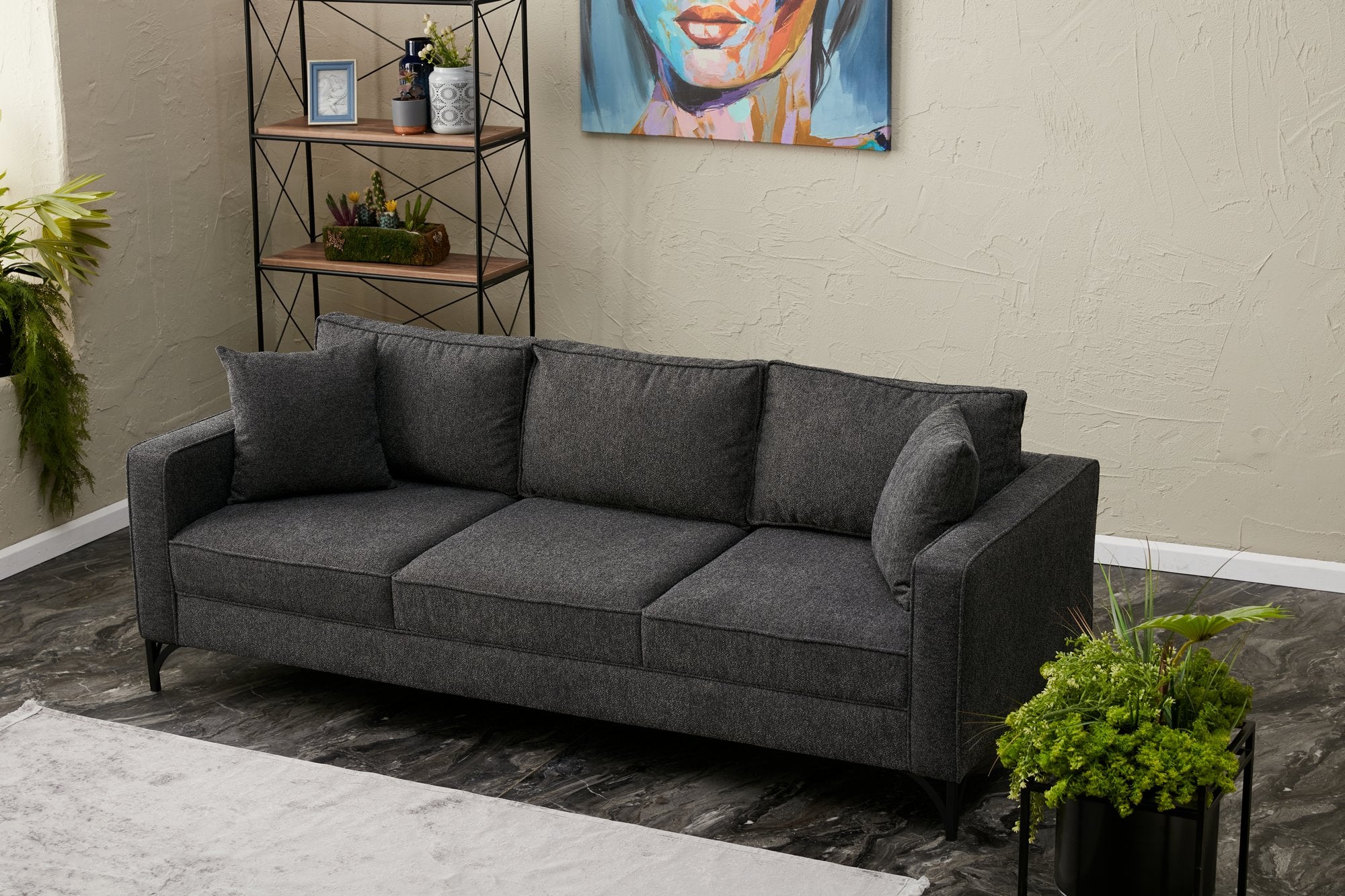 Berlin - Antracit, Svart 3-sits Soffa