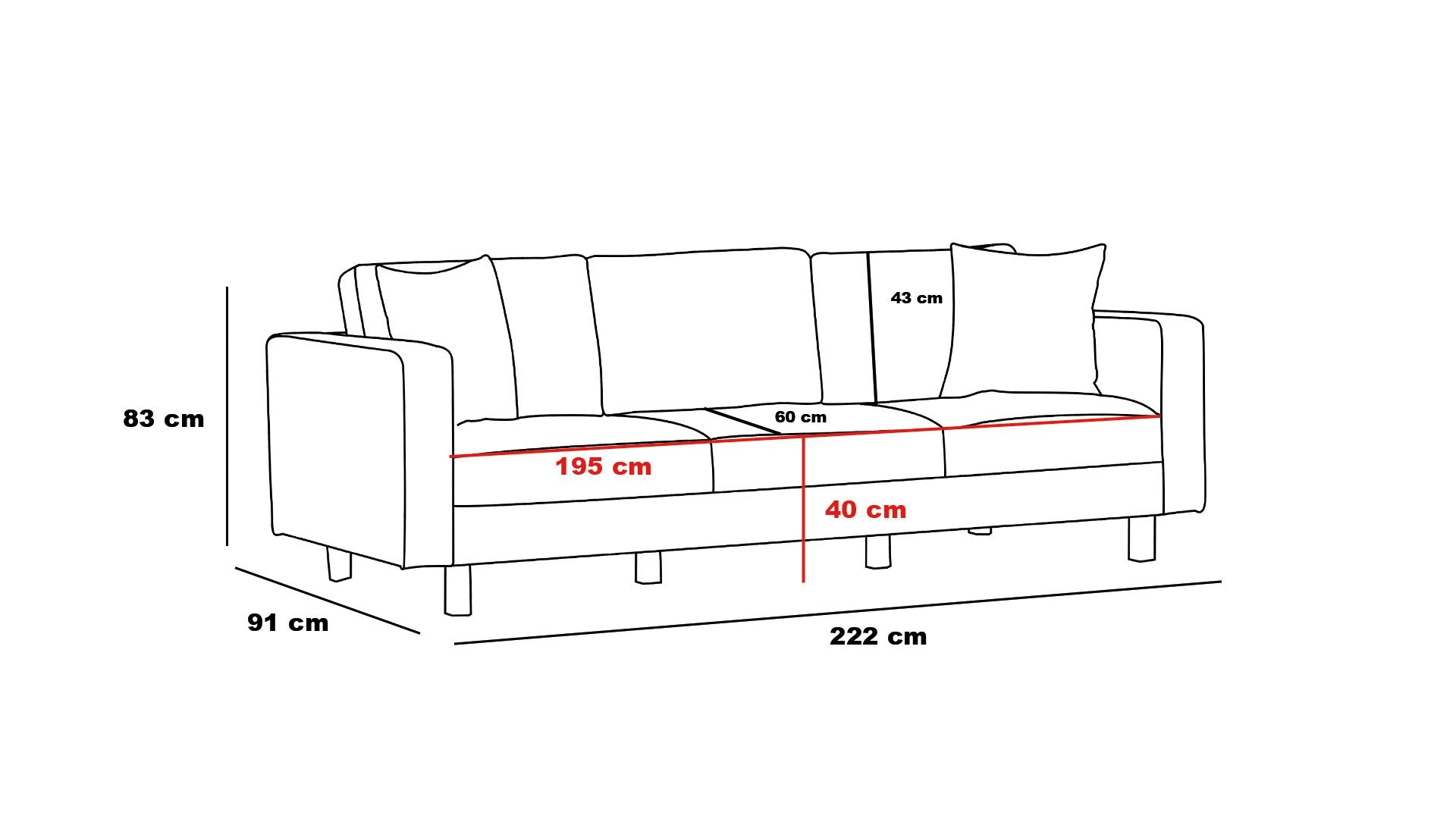 Berlin - Antracit, Svart 3-sits Soffa