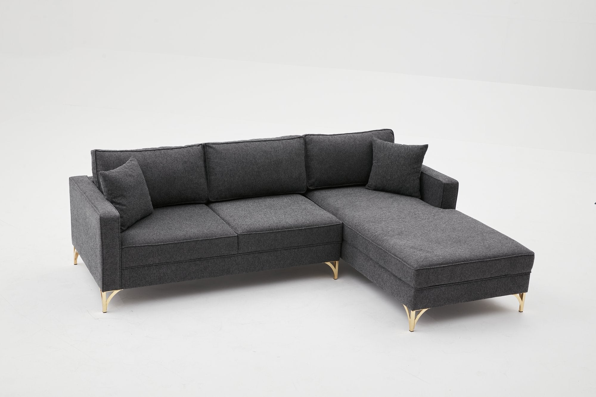 Berlin Right - Anthracite, Guld Hörnsoffa