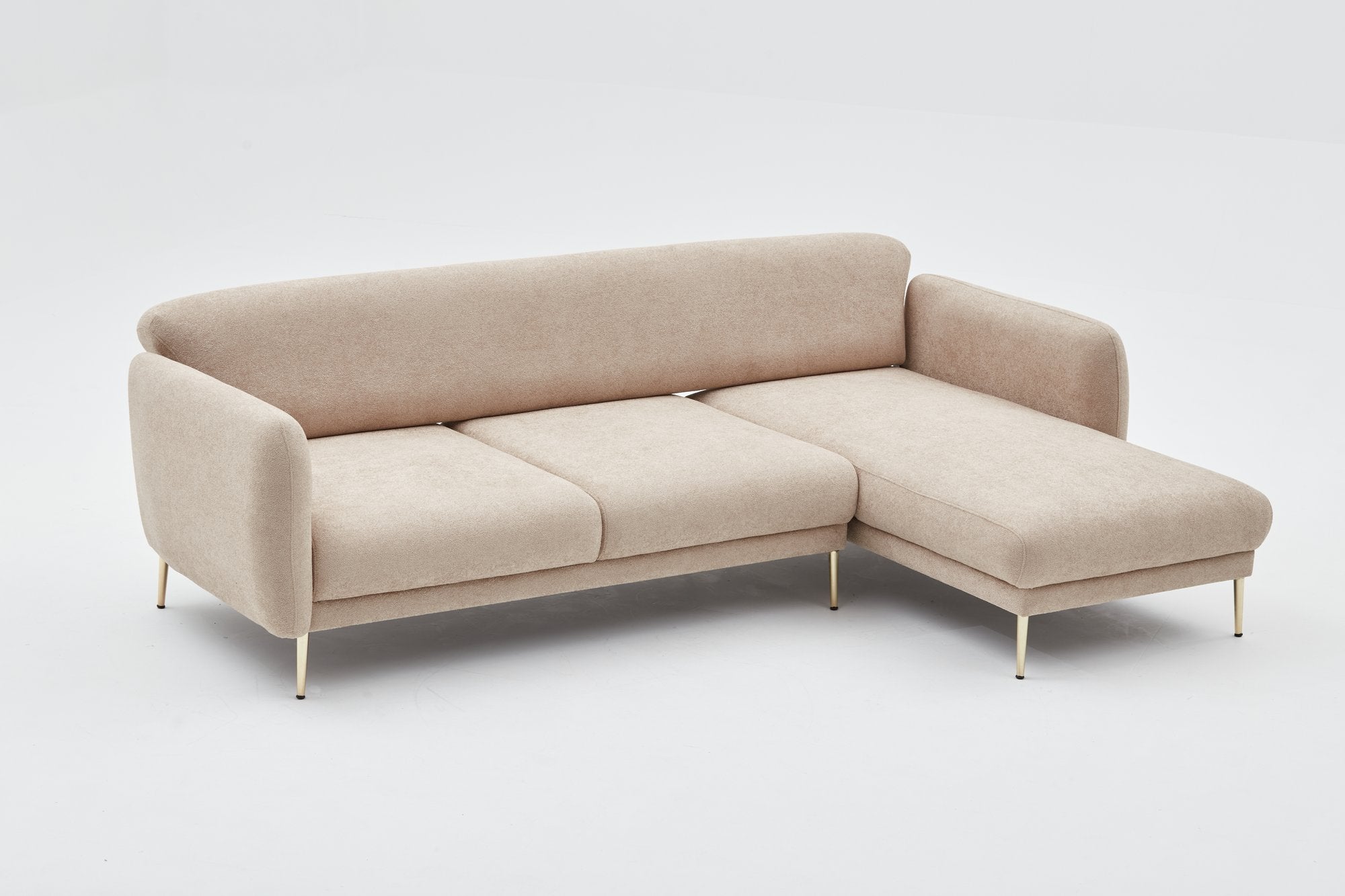 Simena Right - Beige Hörnsoffa-Säng
