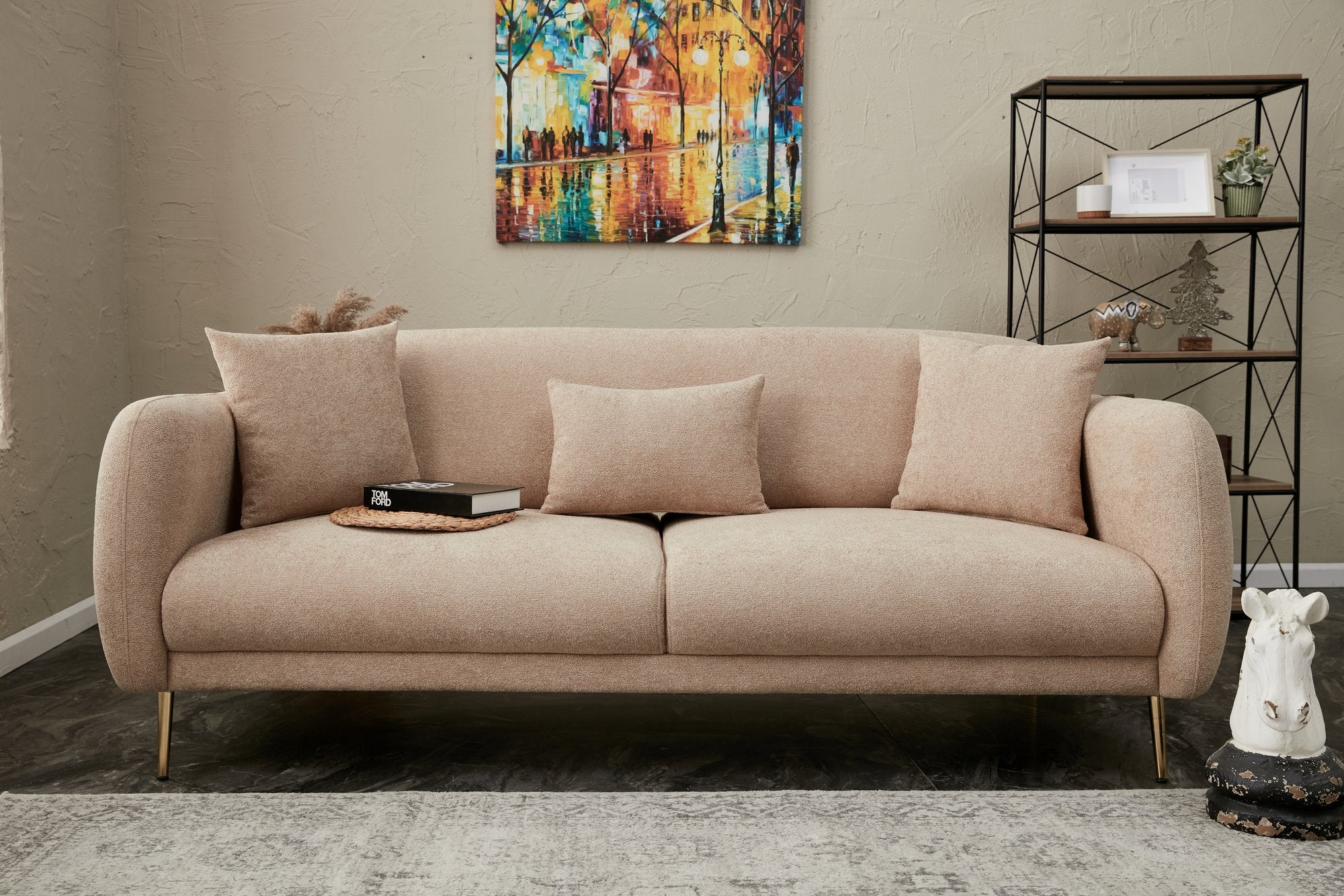 Simena - Beige 3-sits Soffa-Bädd