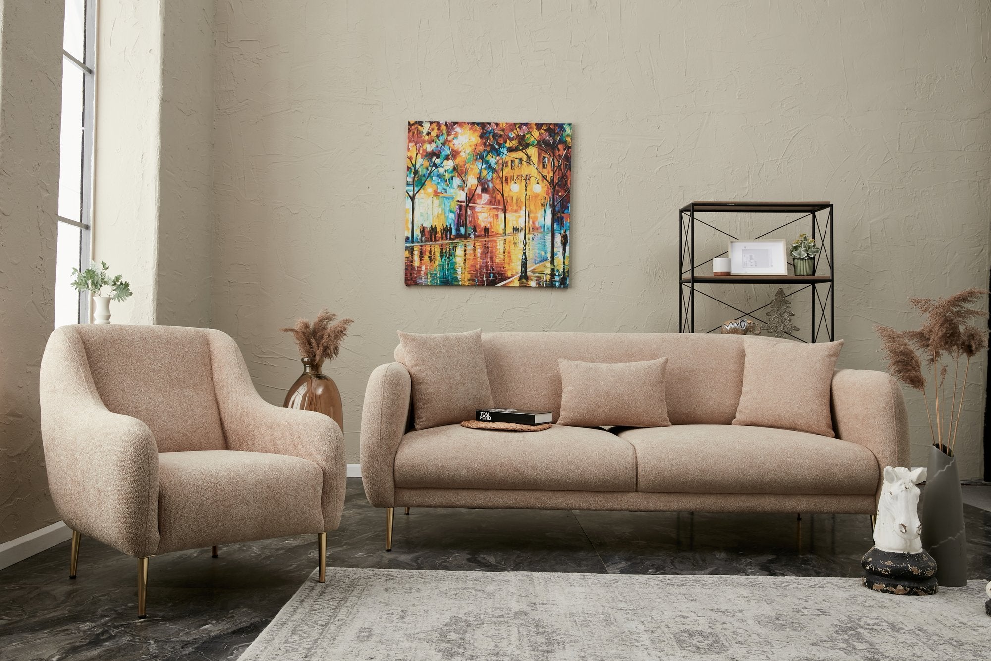 Simena - Beige 3-sits Soffa-Bädd