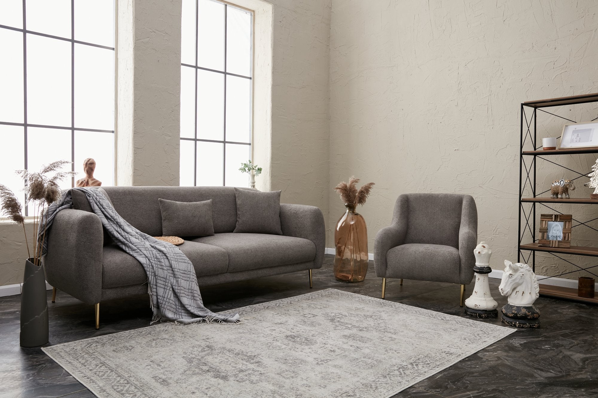 Simena - Grå 3-sits Soffa-Bädd