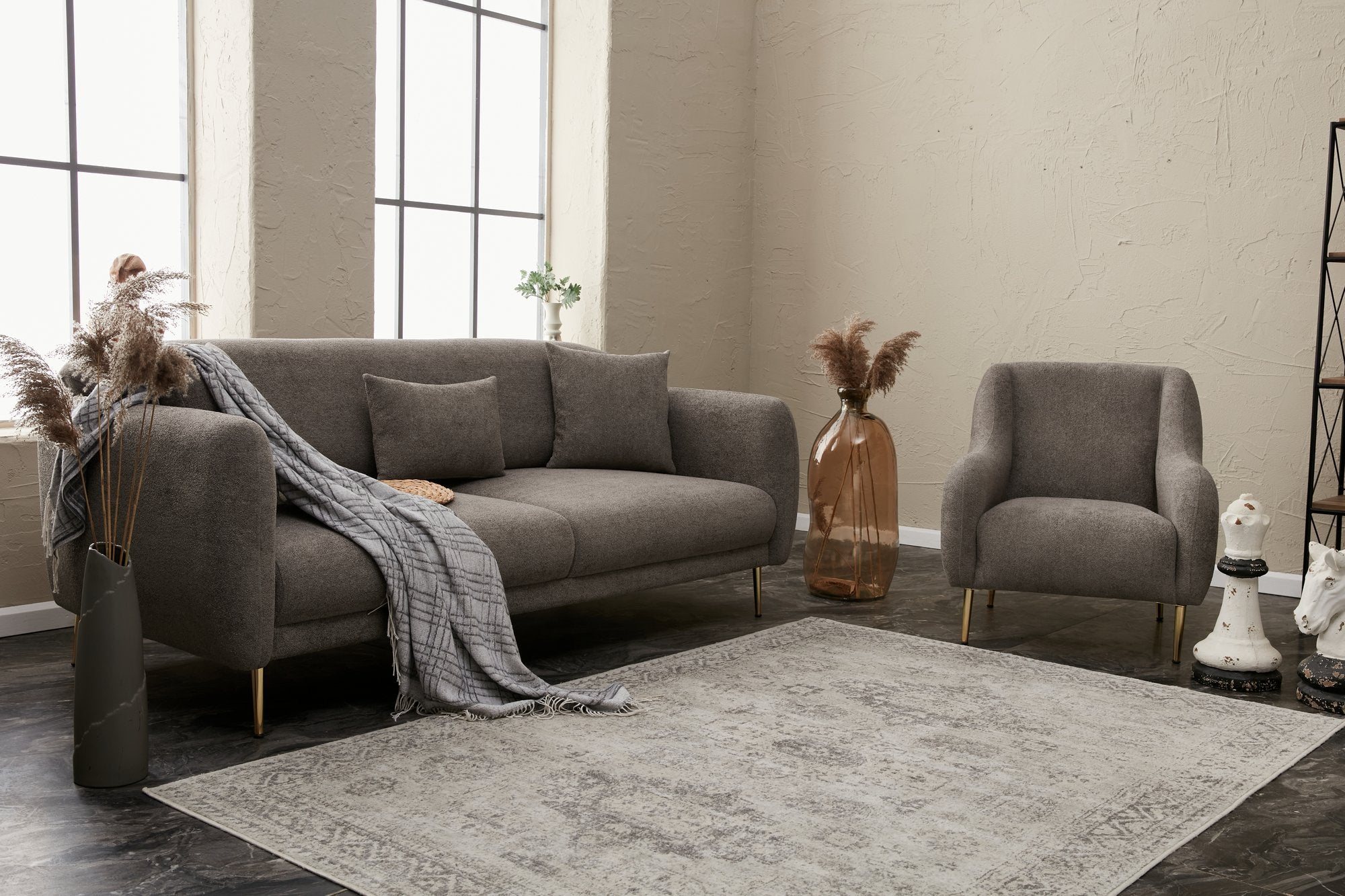 Simena - Grå 3-sits Soffa-Bädd