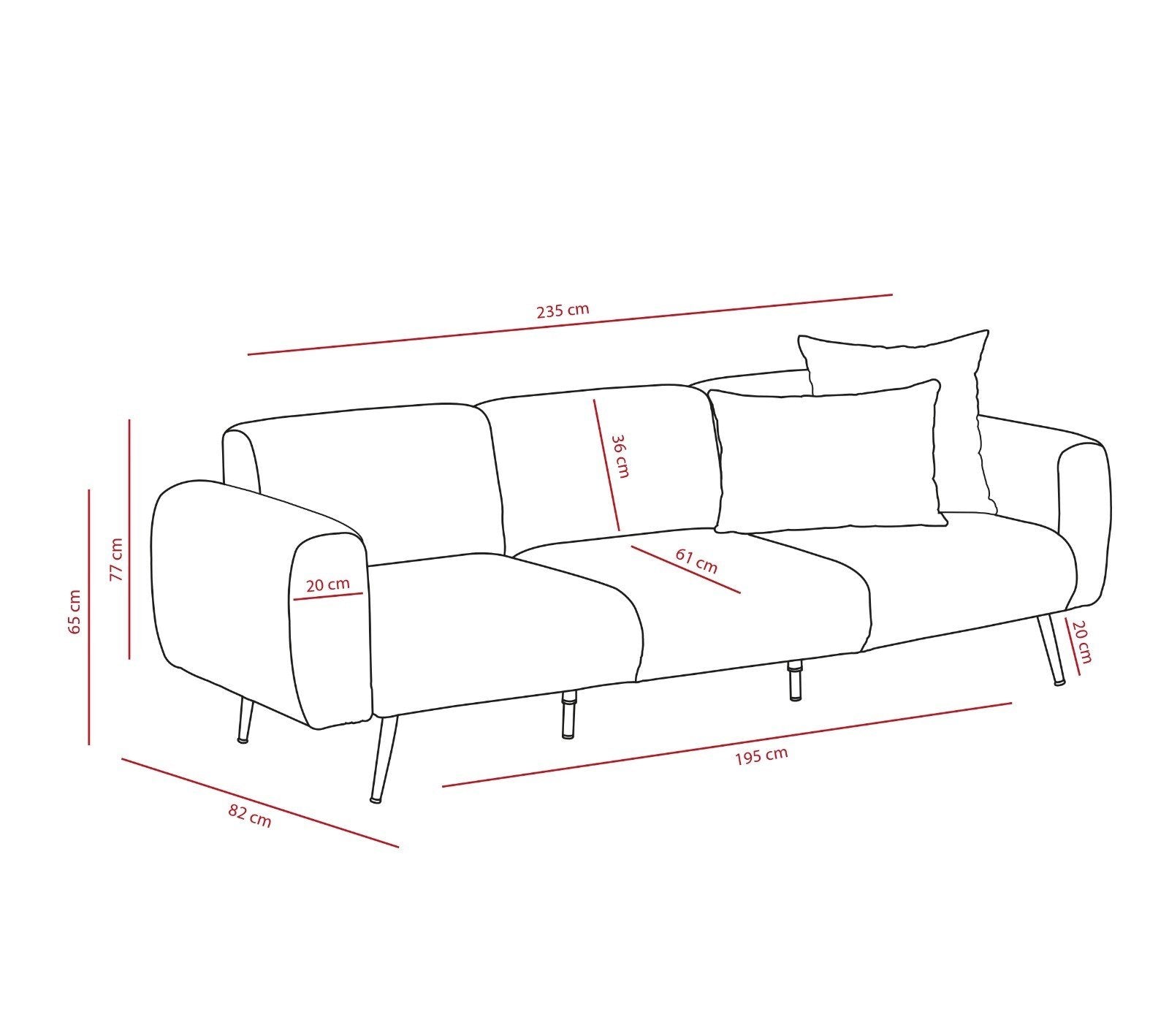 Sid - Antracit 3-Sits Soffa