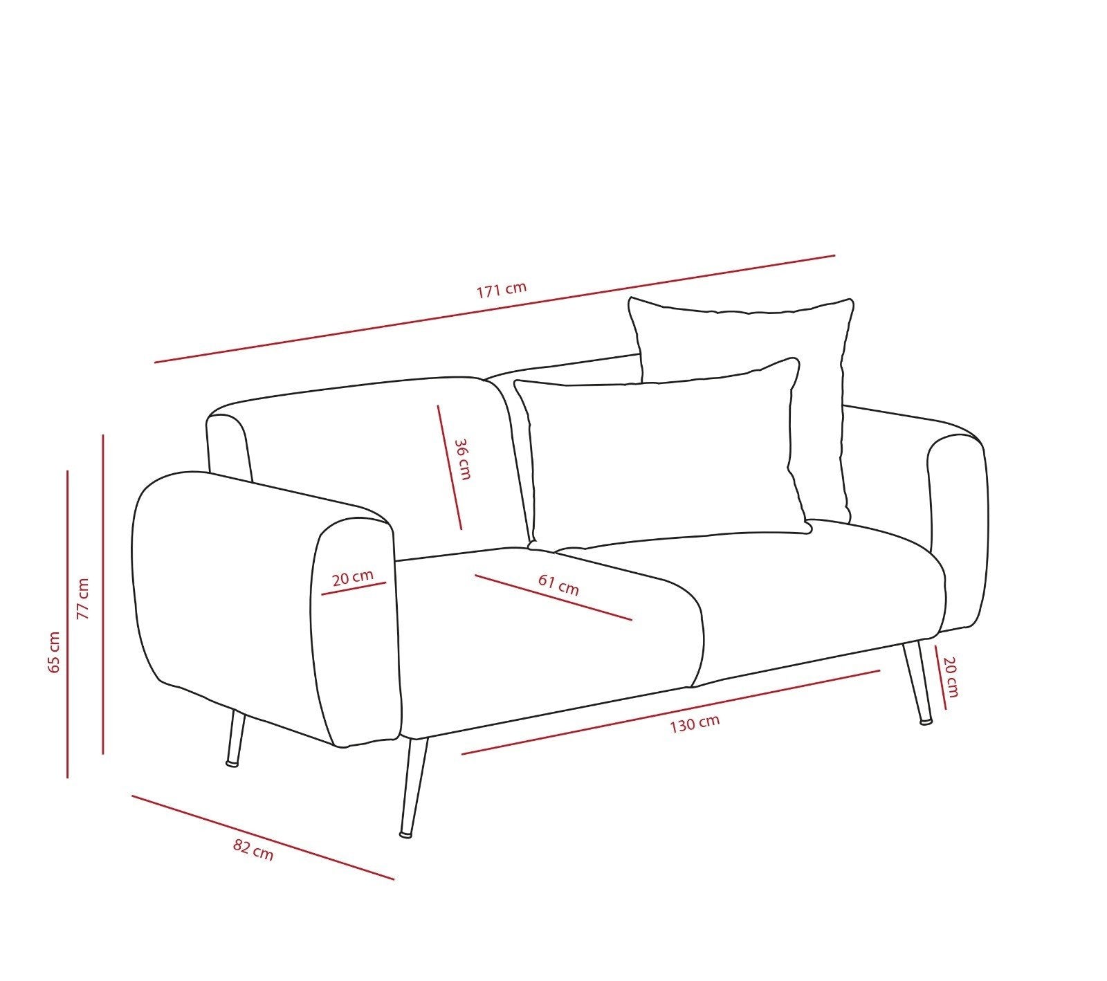 Side - Ljusgrå 2-Sits Soffa