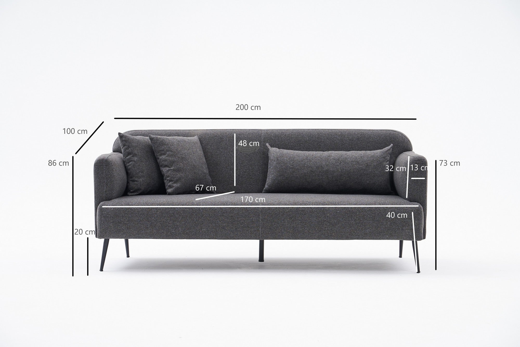 Revos - Antracit 3-Sits Soffa