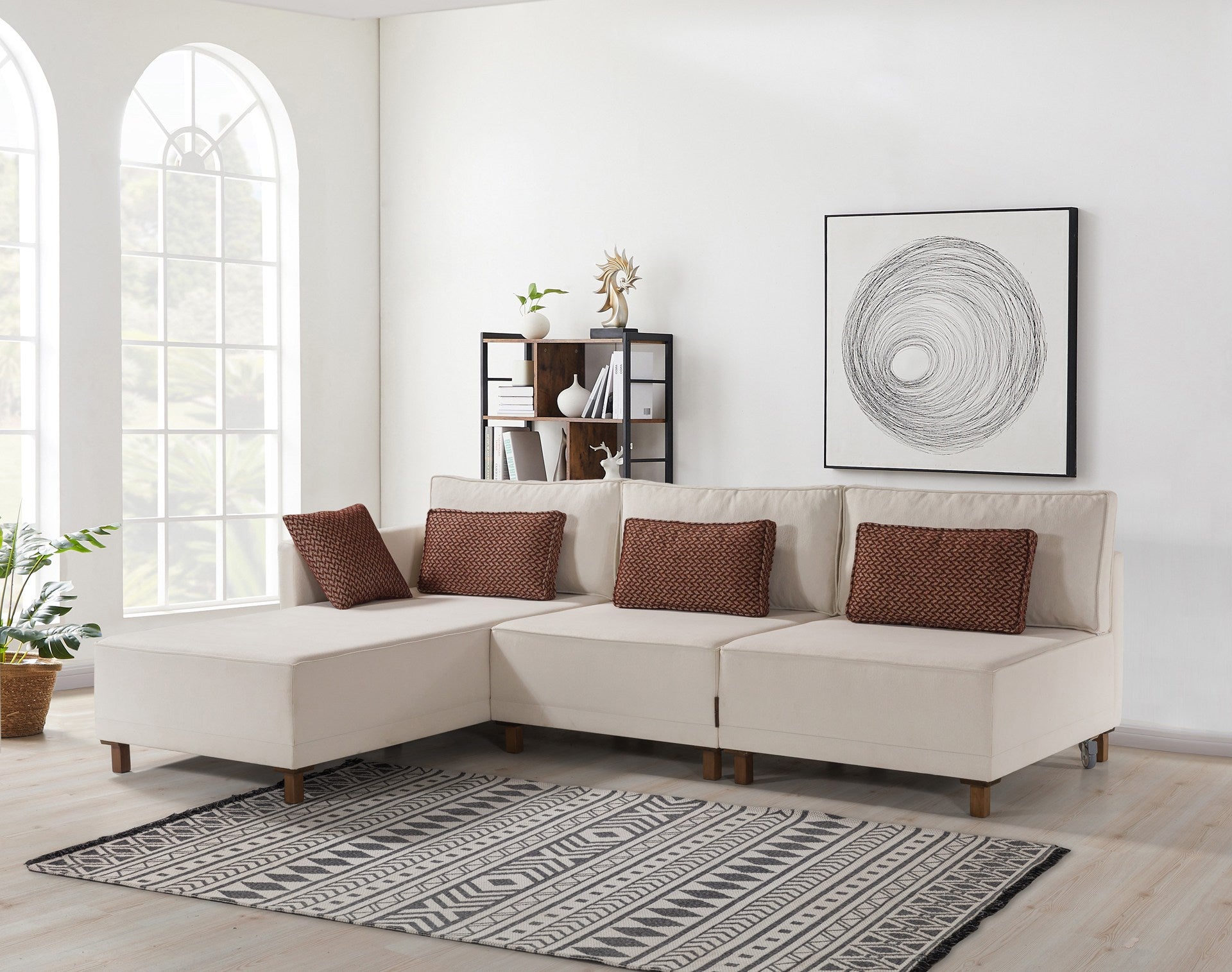 Matris Left - Beige Corner Sofa-Bed