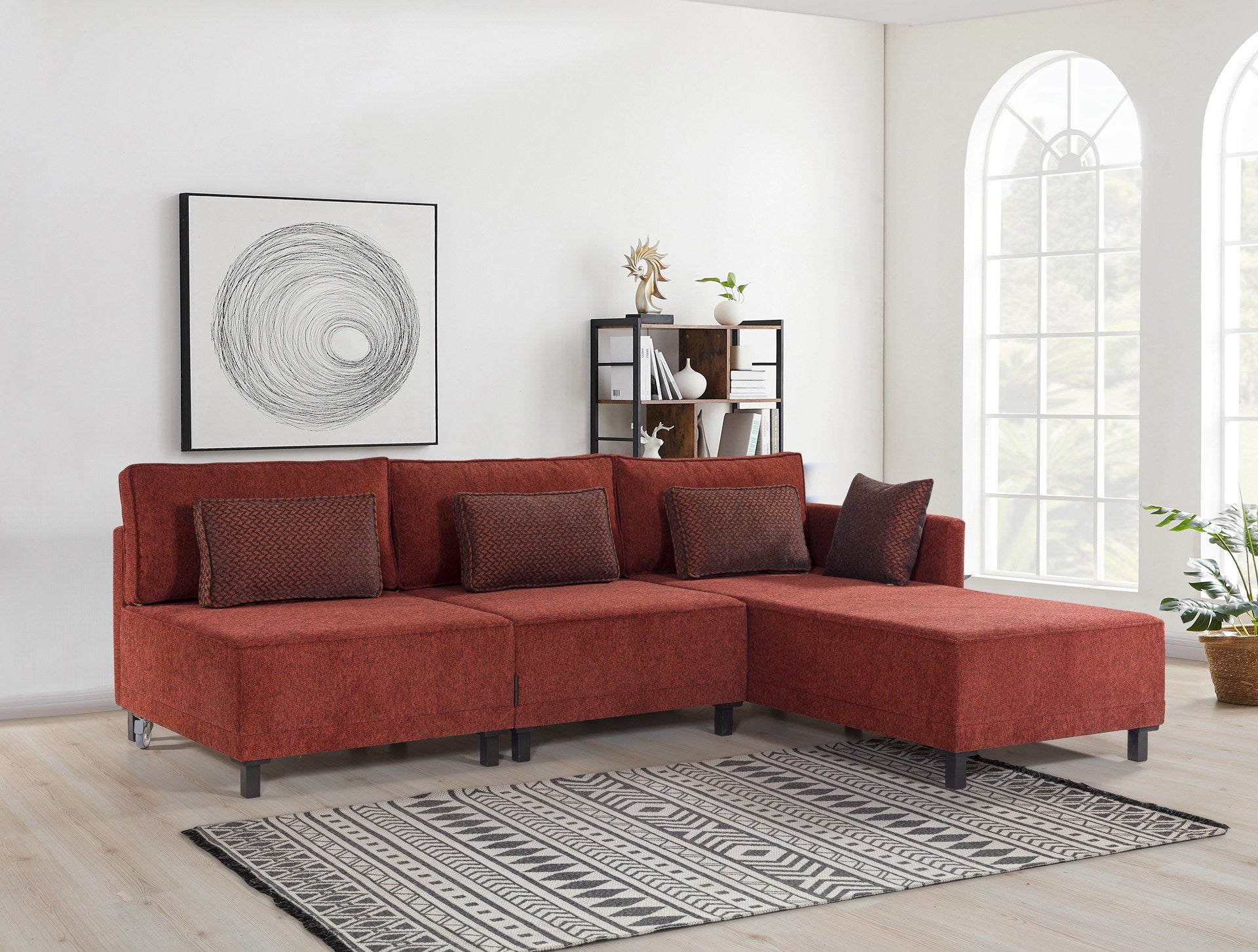 Matris Right - Claret Red Hörnsoffa-säng
