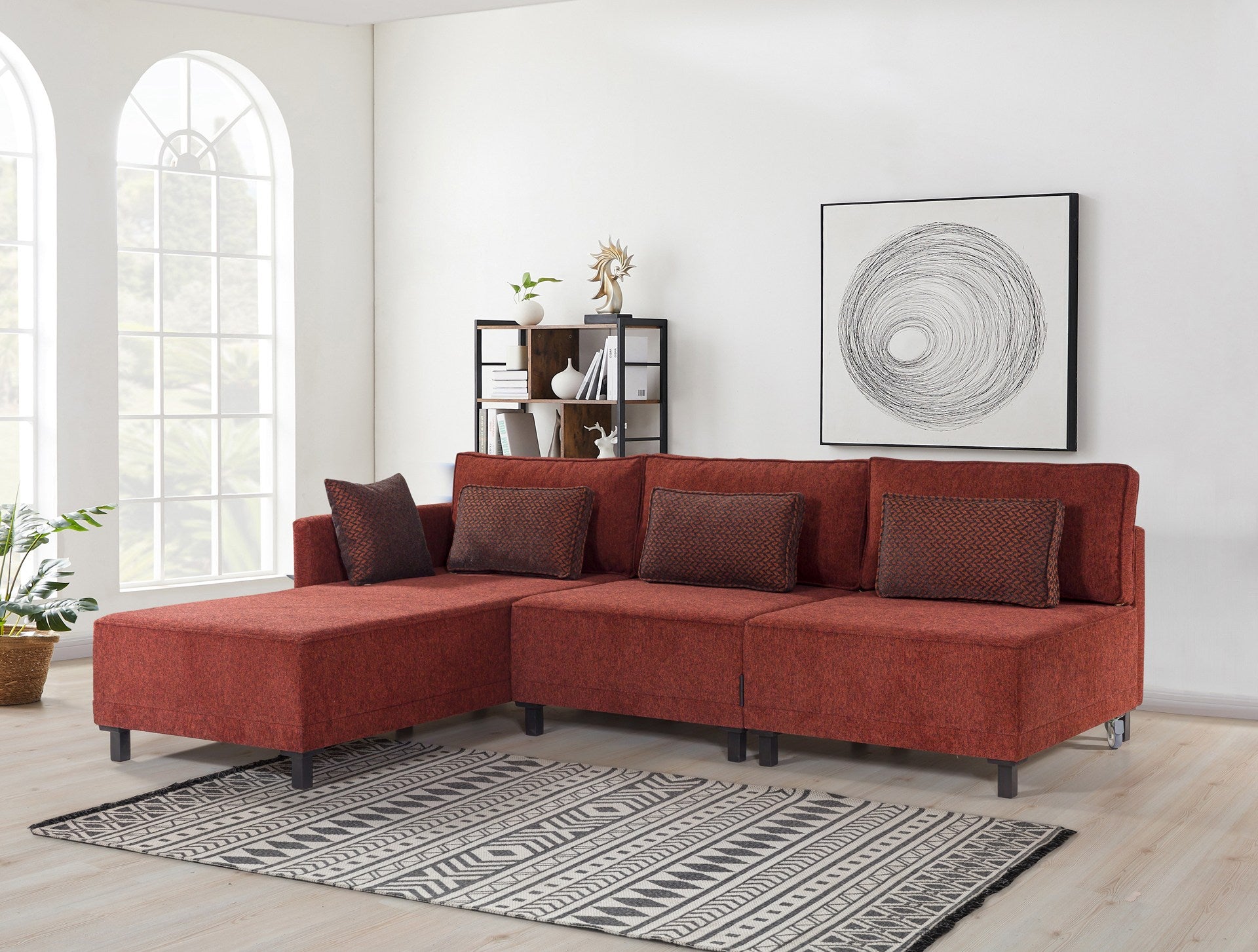 Matris Left - Claret Red Corner Sofa-Bed
