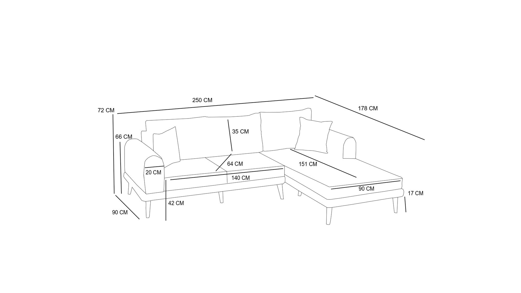 Seren Left - Anthracite Corner Sofa