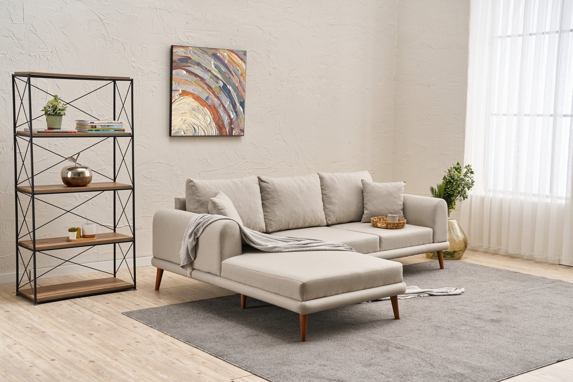 Seren Left - Cream Corner Sofa