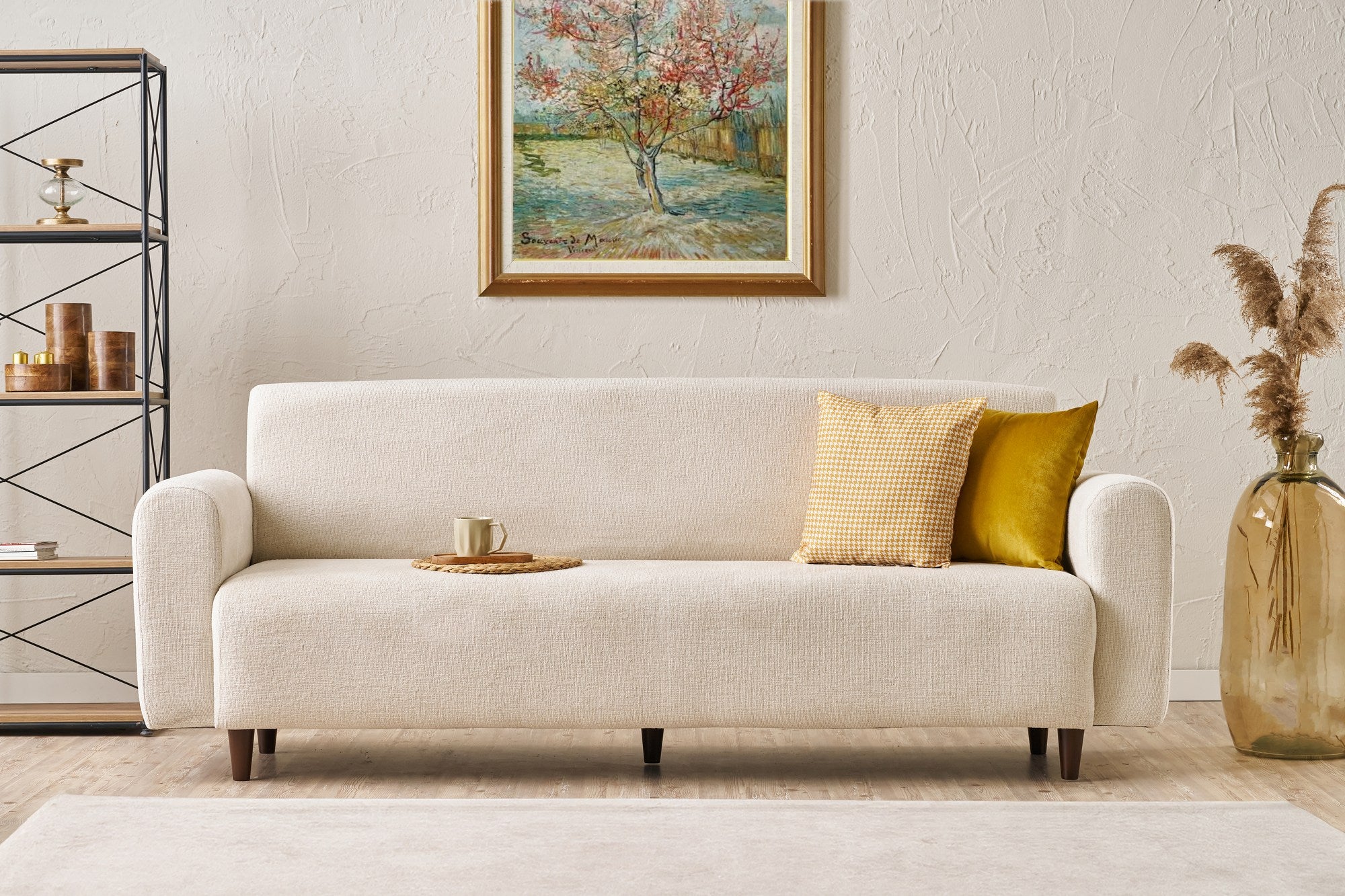 Noya Chenille - Grädd 3-Sittsoffa