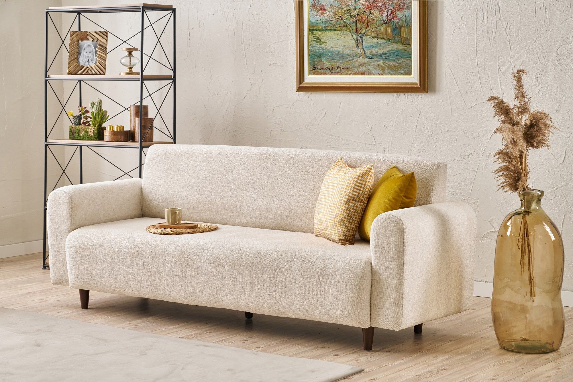 Noya Chenille - Grädd 3-Sittsoffa