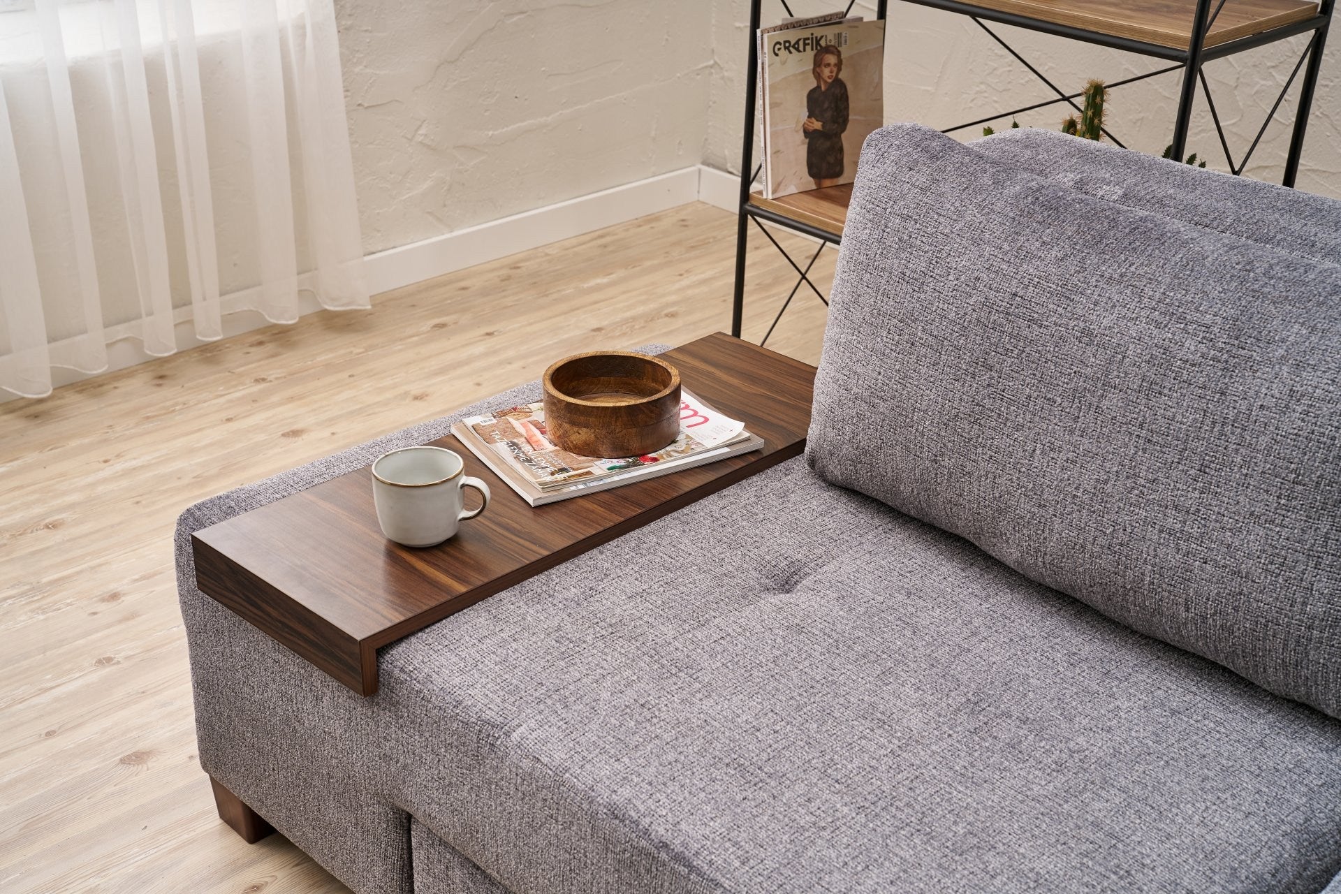 Perenna Chenille - Grå 3-Sits Soffa-Säng
