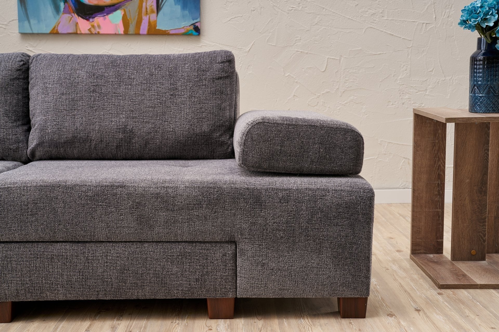 Perenna Chenille - Grå 3-Sits Soffa-Säng