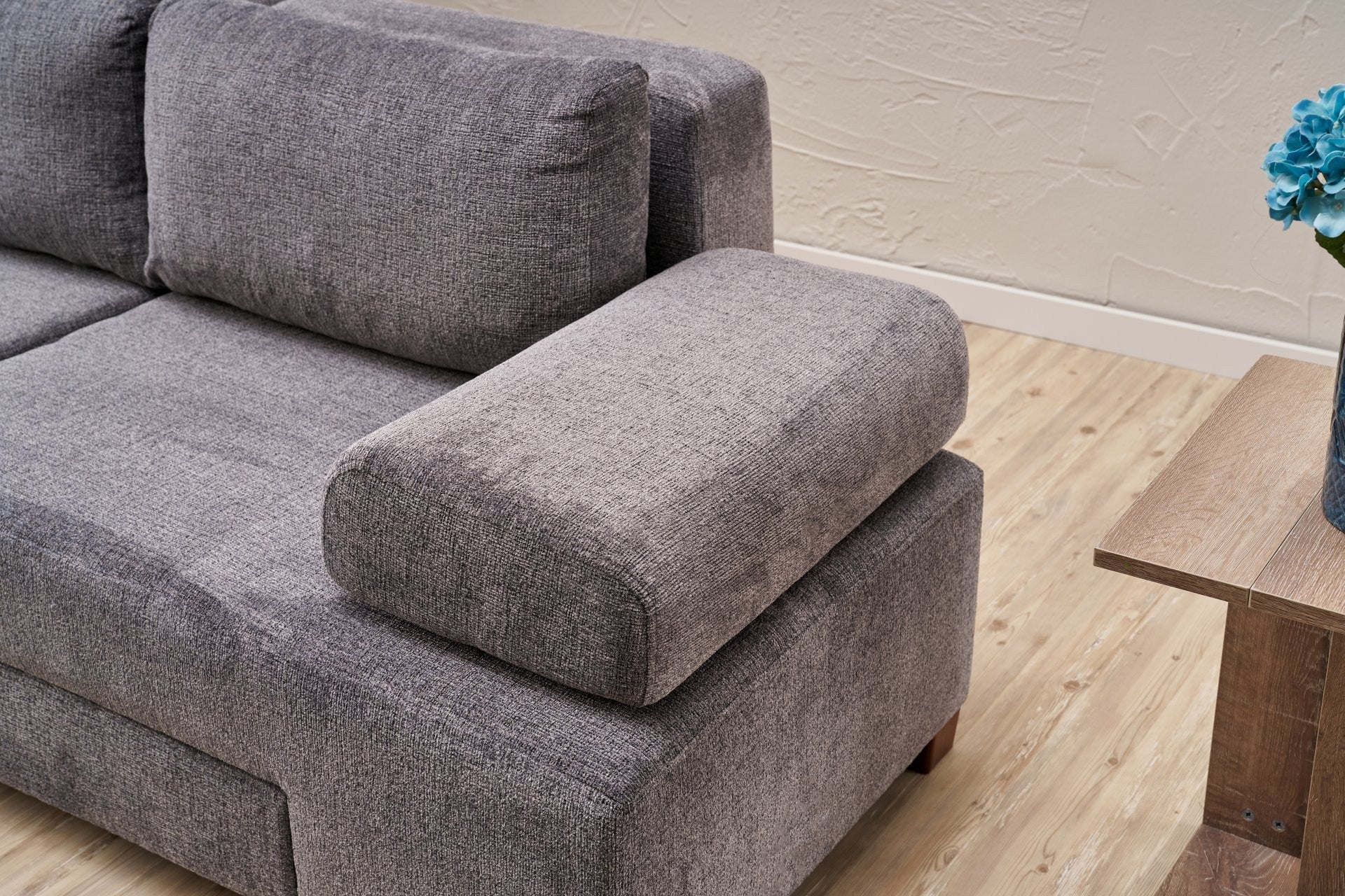 Perenna Chenille - Grå 3-Sits Soffa-Säng