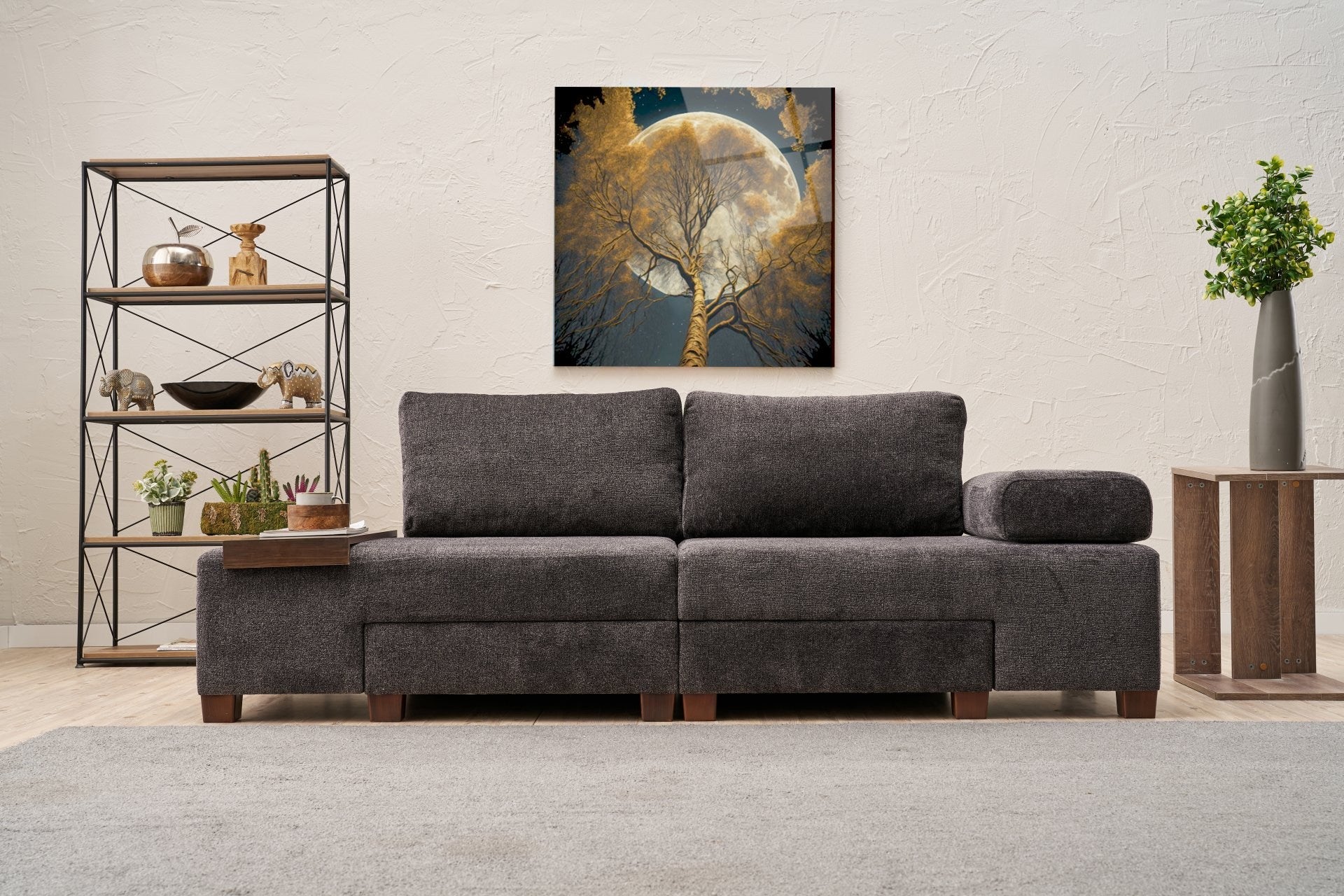 Perenna Chenille - Antracit 3-Sits Soffa-Säng