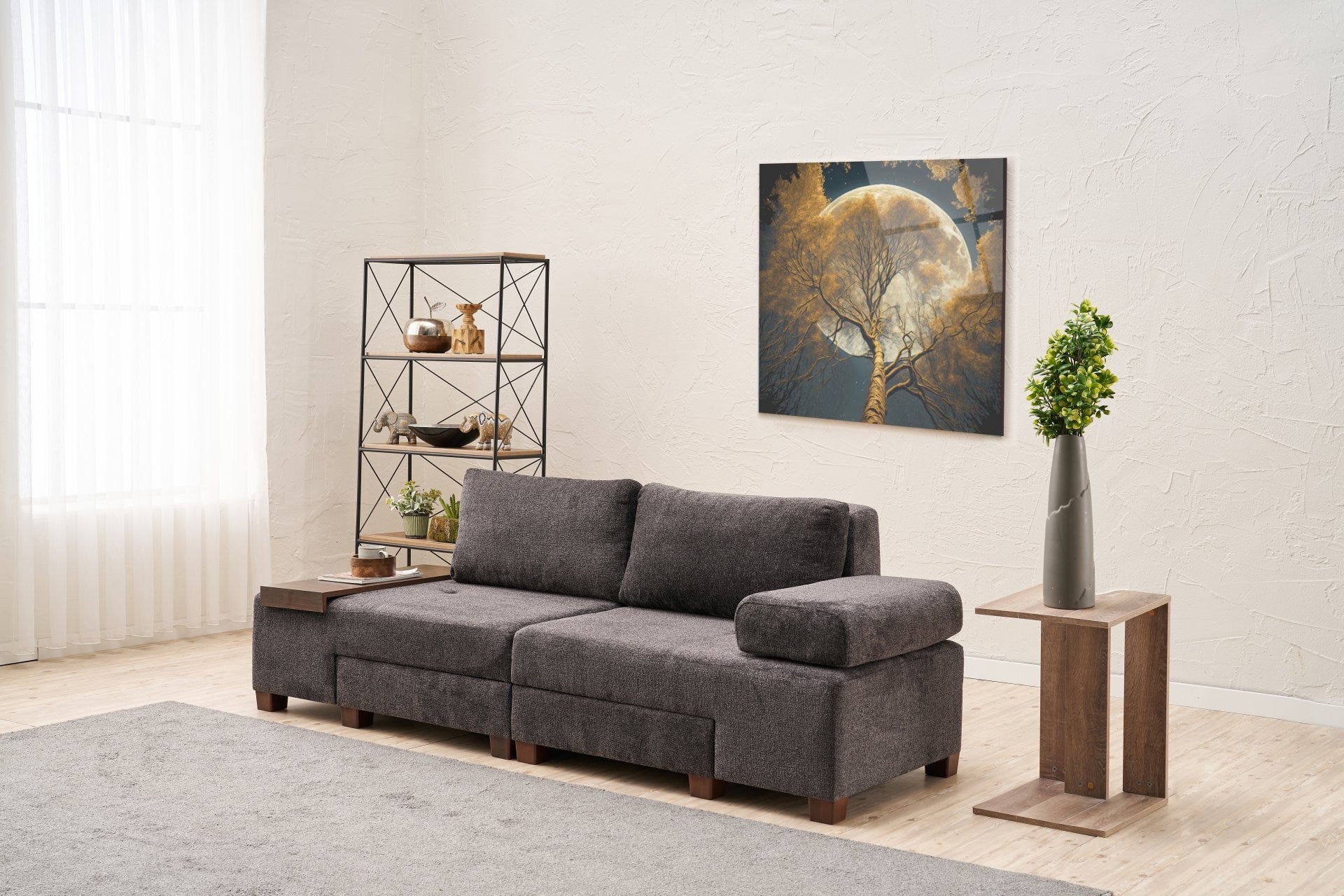 Perenna Chenille - Antracit 3-Sits Soffa-Säng