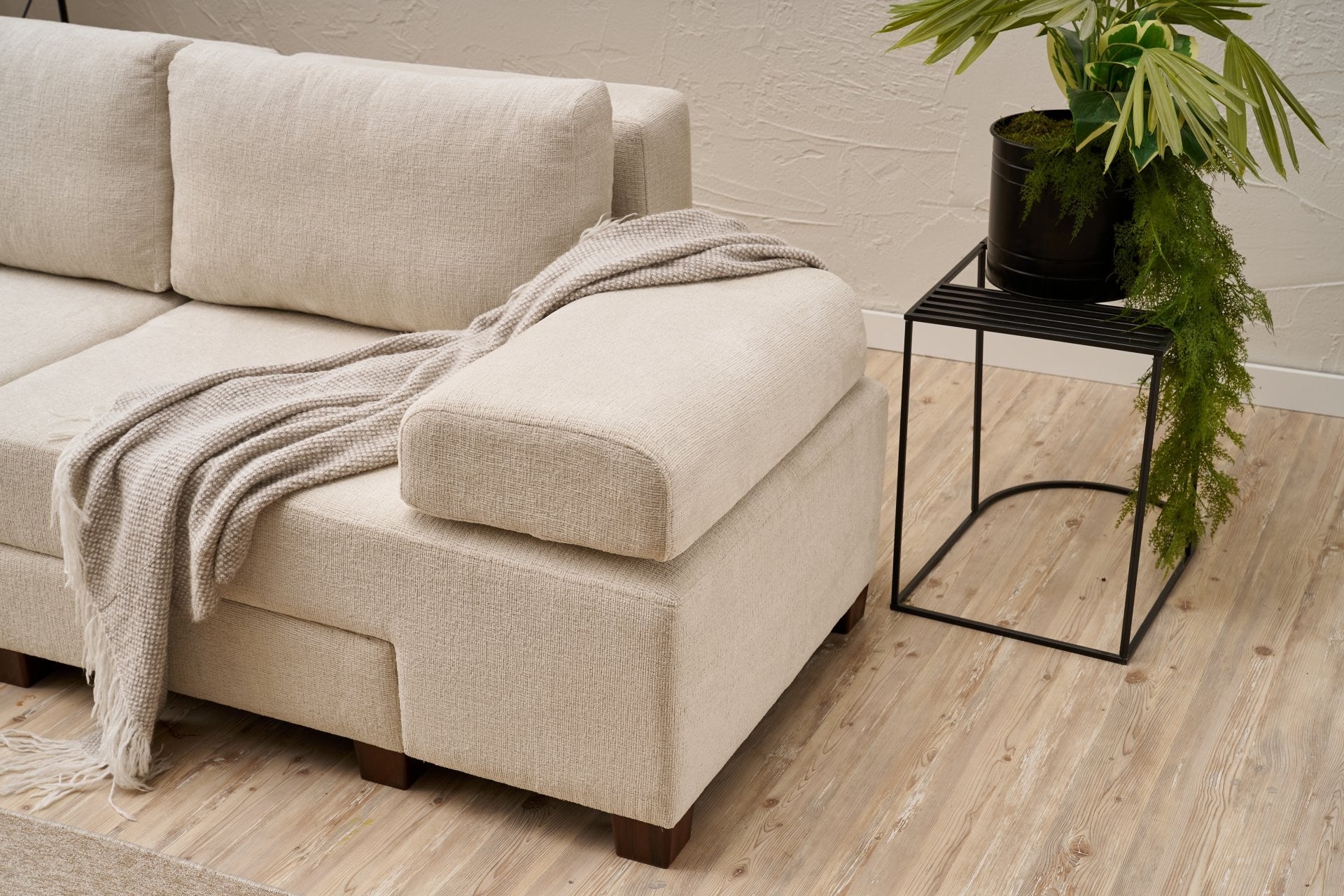 Perenna Chenille - Grädde 3-Sits Soffa-Säng