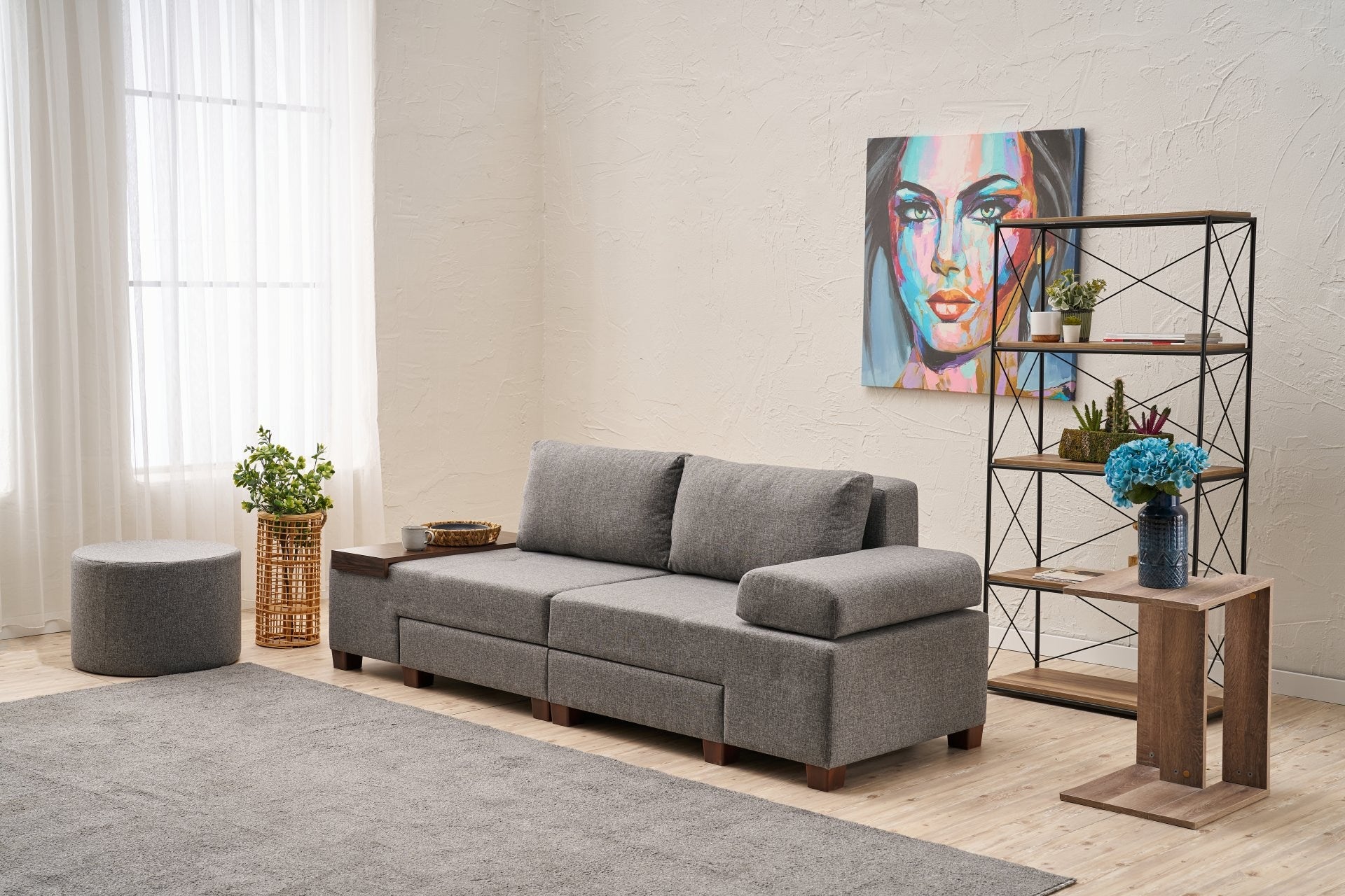 Perenna Lin - Grå 3-Sits Soffa-Säng