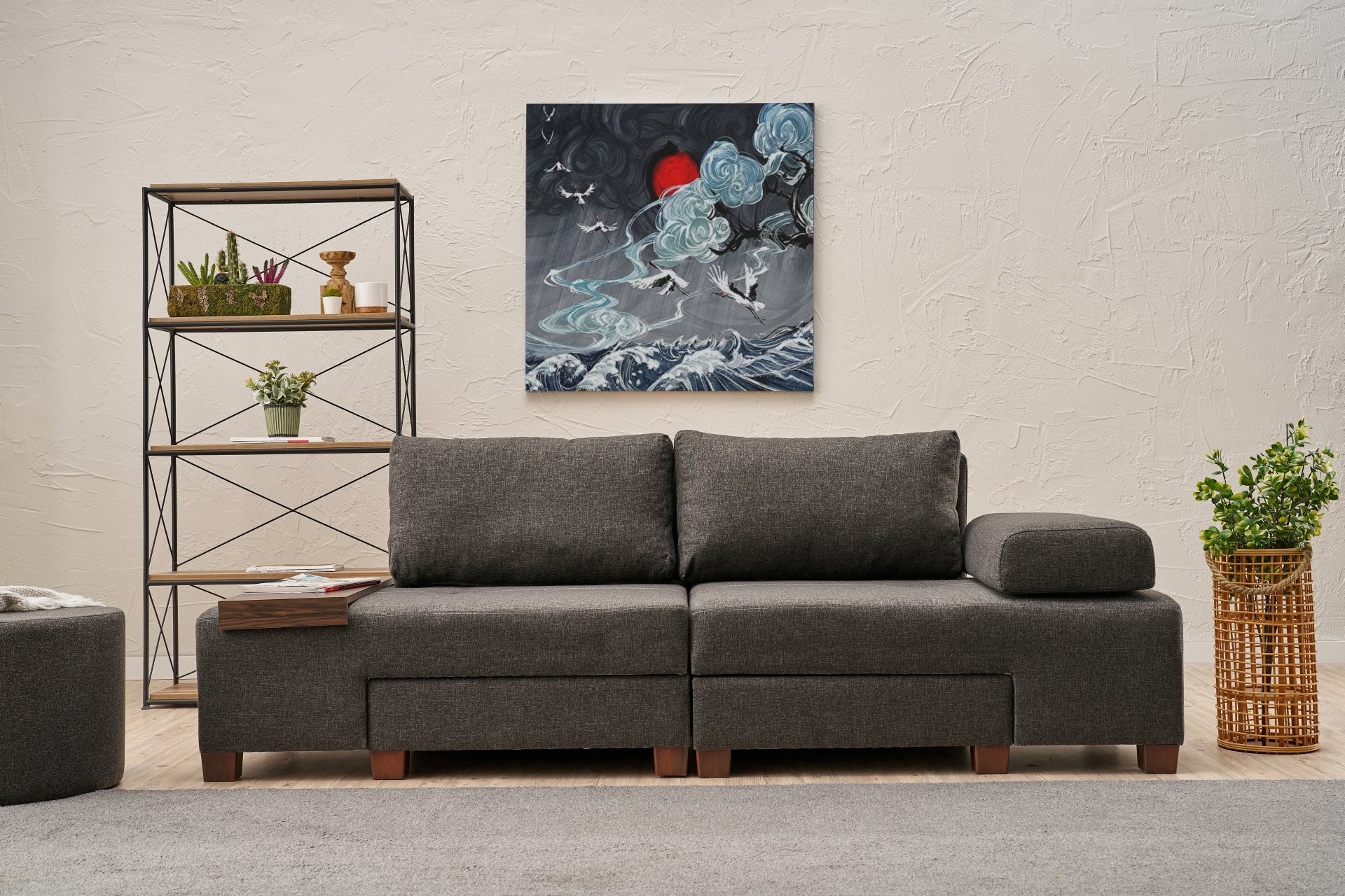 Perenna Lin - Antracit 3-Sits Soffa-Säng