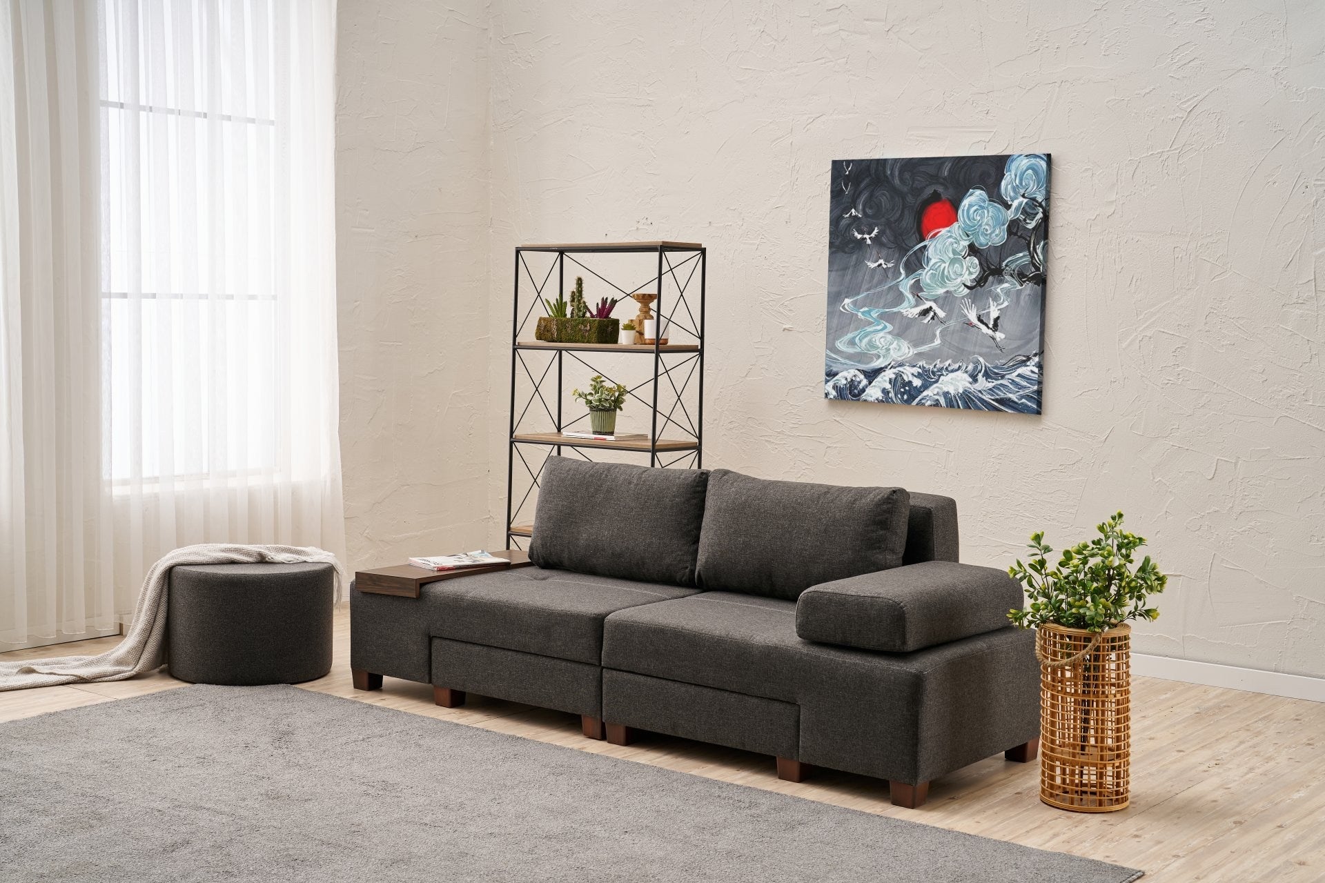 Perenna Lin - Antracit 3-Sits Soffa-Säng