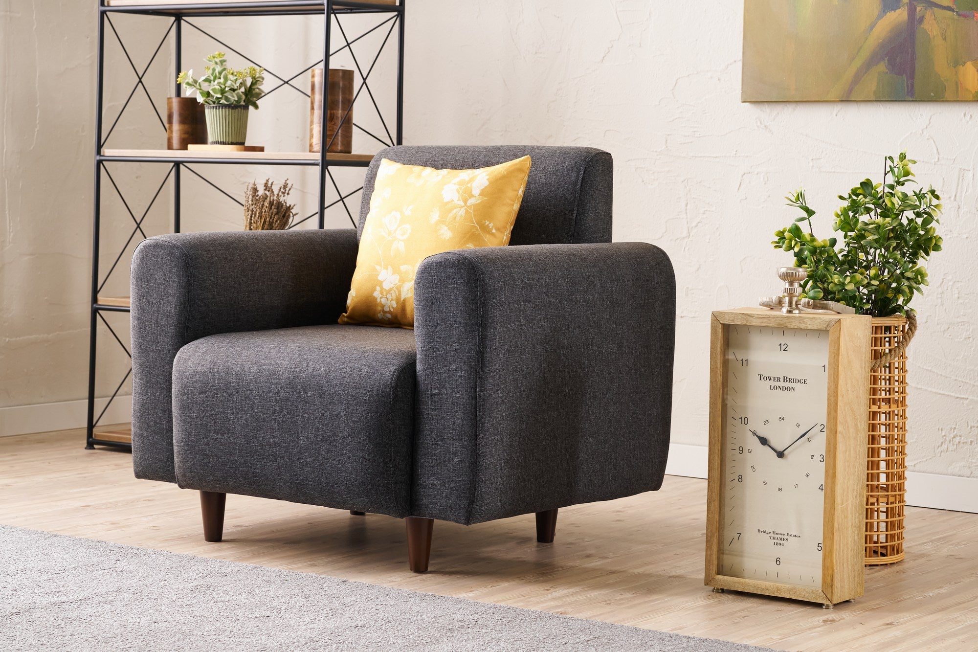 Noya Linen - Anthracite 1-Seat Sofa