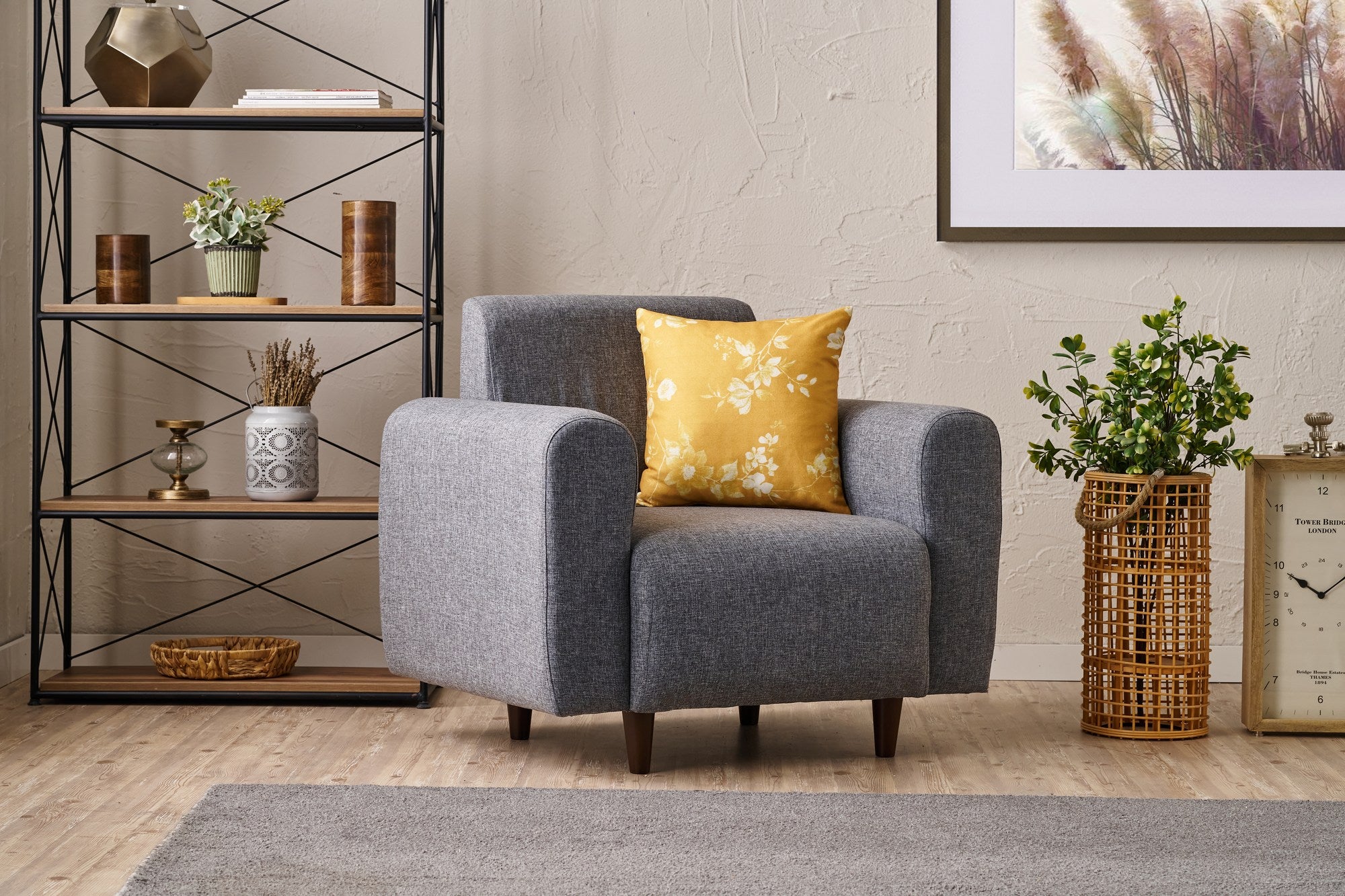 Noya Linen - Grey 1-Seat Sofa