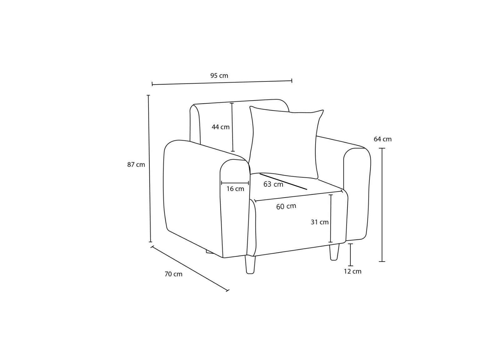 Noya Linen - Grey 1-Seat Sofa