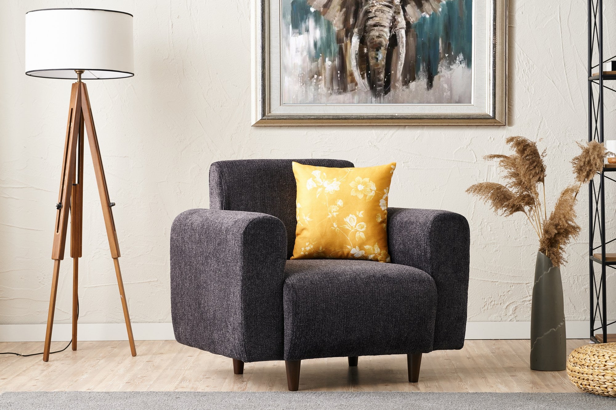 Noya Chenille - Antracit 1-Sits Soffa