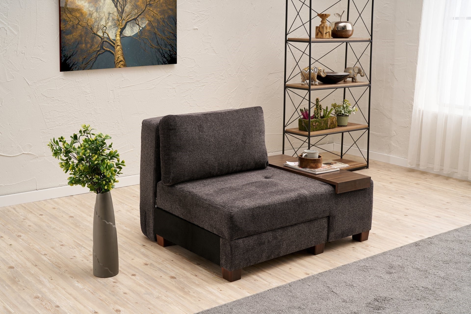 Perenna Chenille Höger - Antracit 1-sits soff-säng