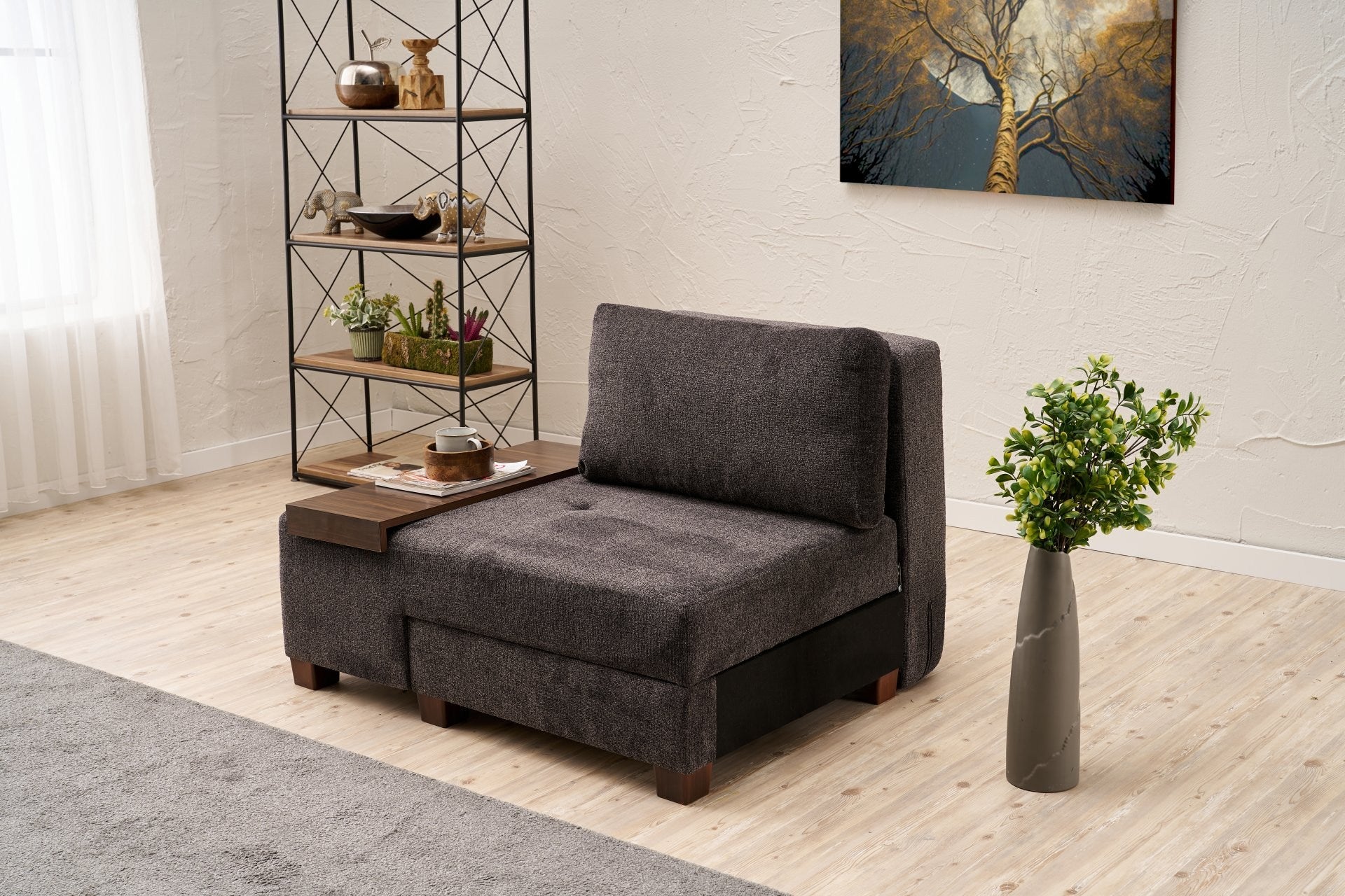 Perenna Chenille Vänster - Antracit 1-sits soff-säng