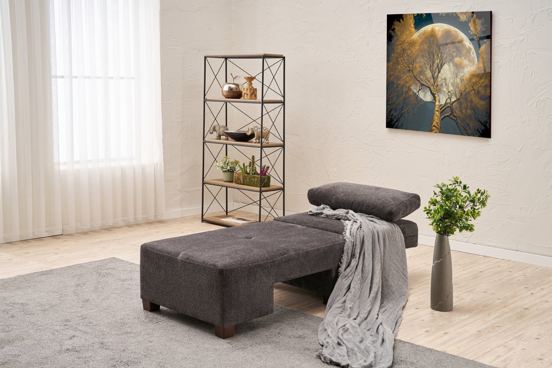 Perenna Chenille Vänster - Antracit 1-sits soff-säng