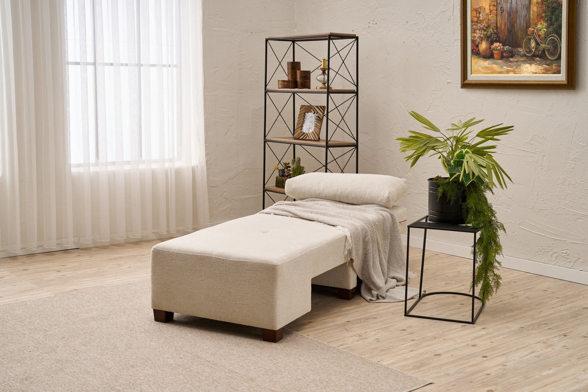 Perenna Chenille Höger - Crème 1-sits soff-säng