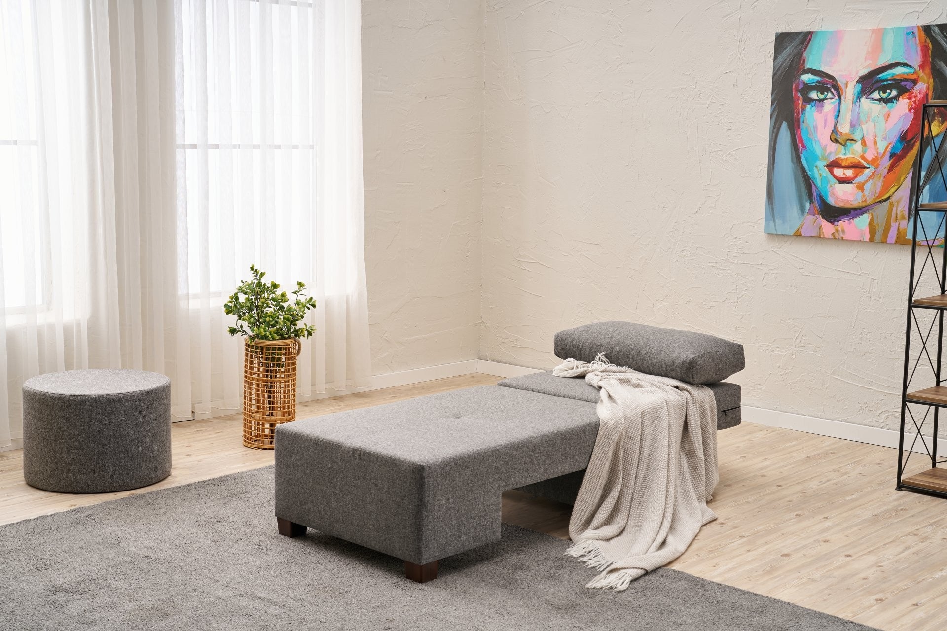 Perenna Linne Höger - Grå 1-sits Sängsoffa