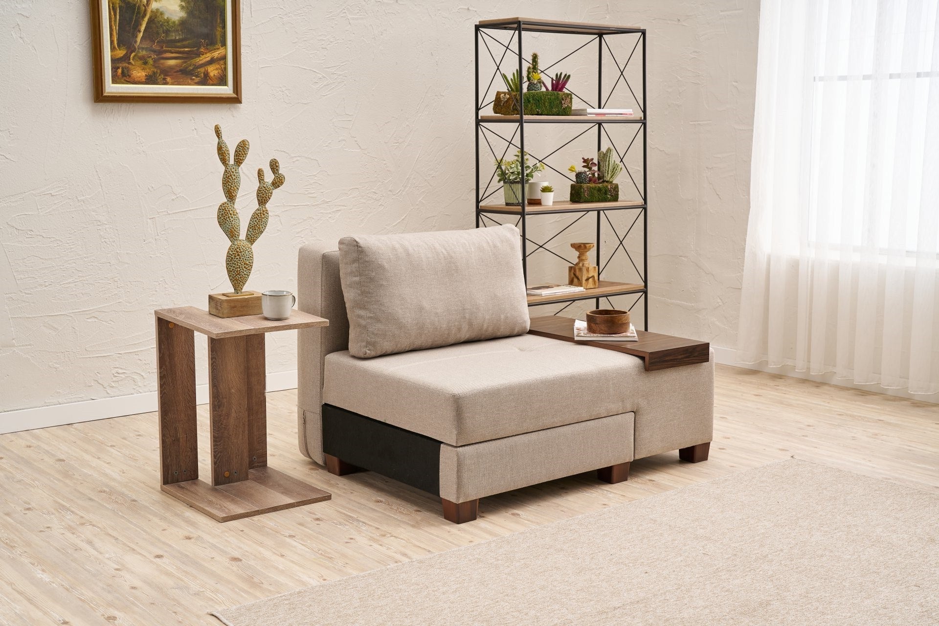 Perenna Linne Höger - Creme 1-sits Sängsoffa