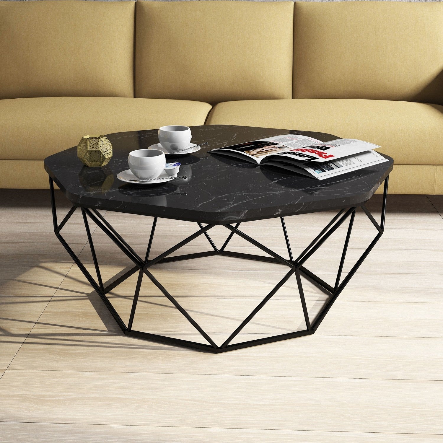 Diamond - Svart marmor kaffebord