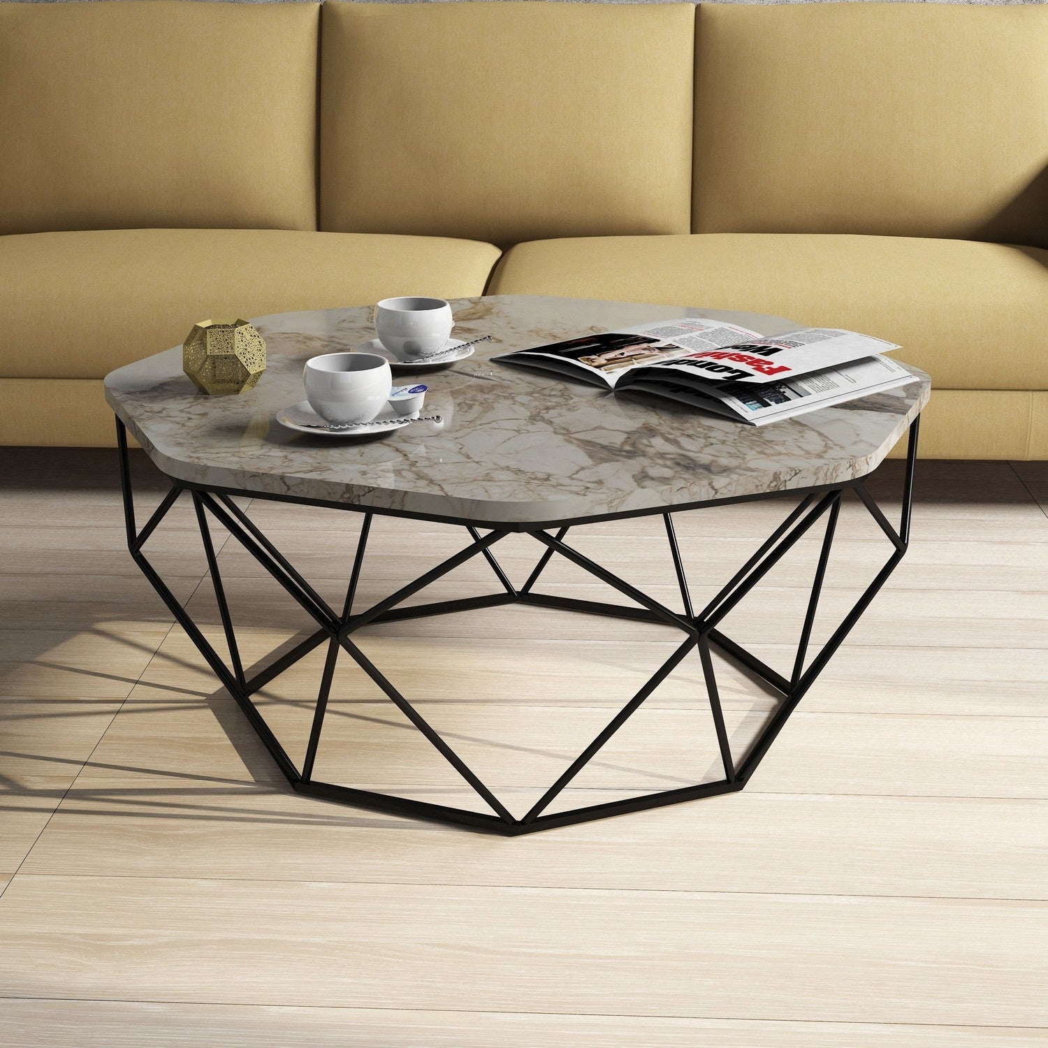 Diamond - Vit Marmor Kaffe Bord