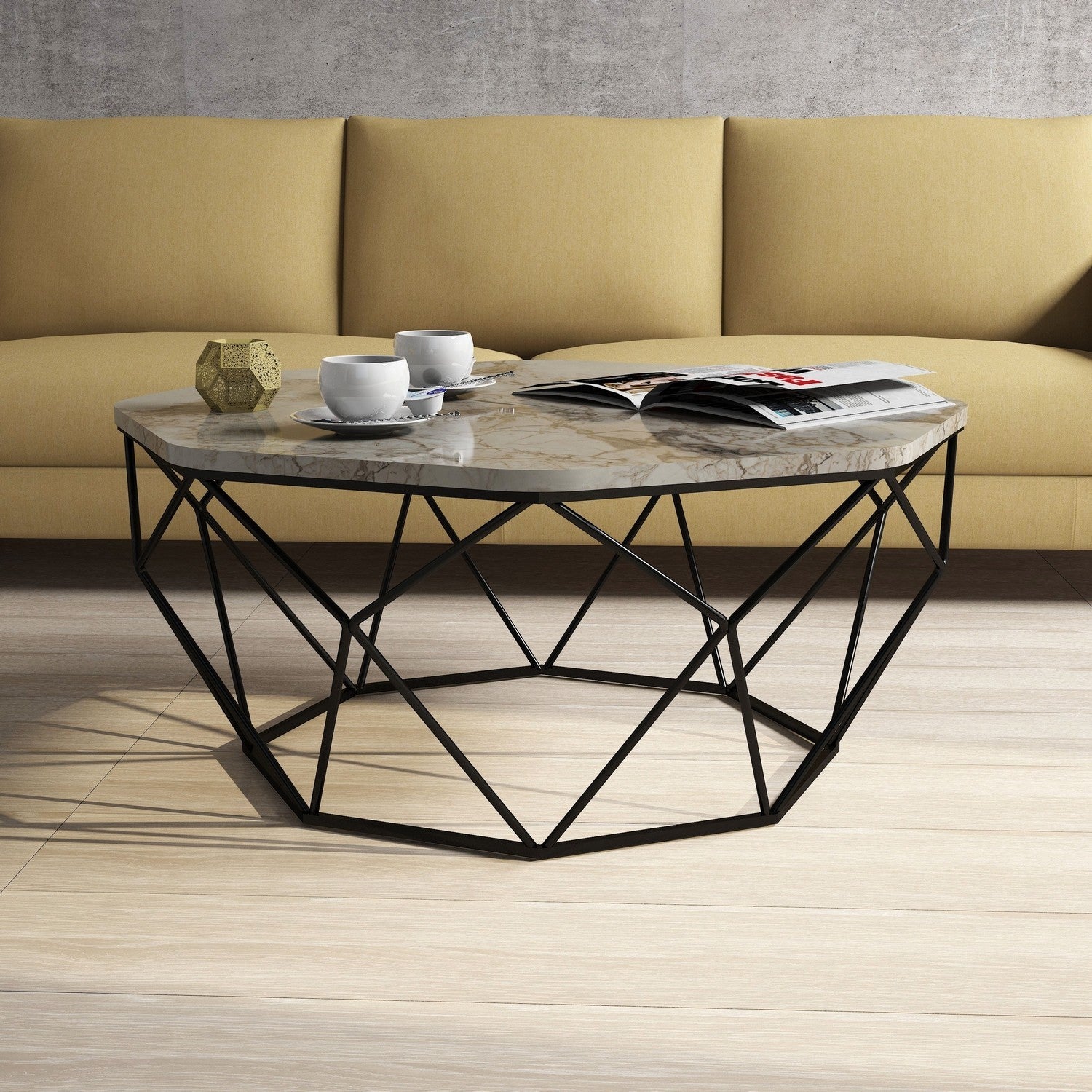Diamond - Vit Marmor Kaffe Bord