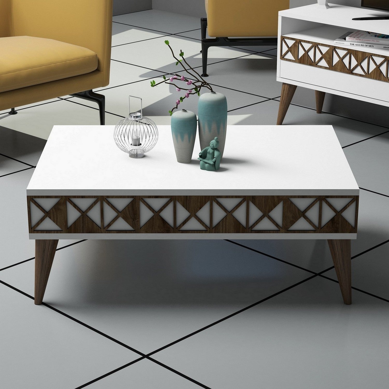 Line - Vit Kaffe Bord