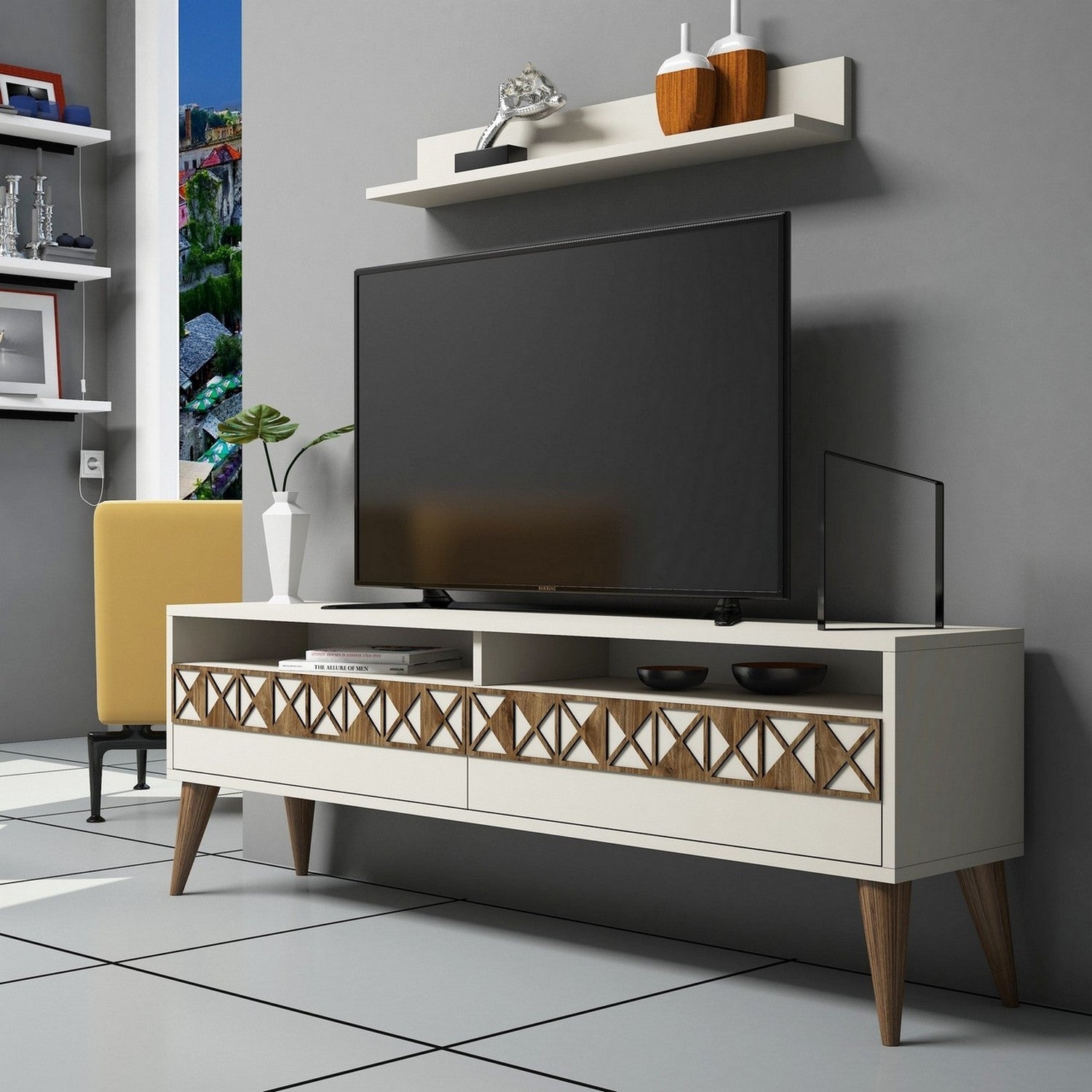 Line - Grädd Vit TV-enhet