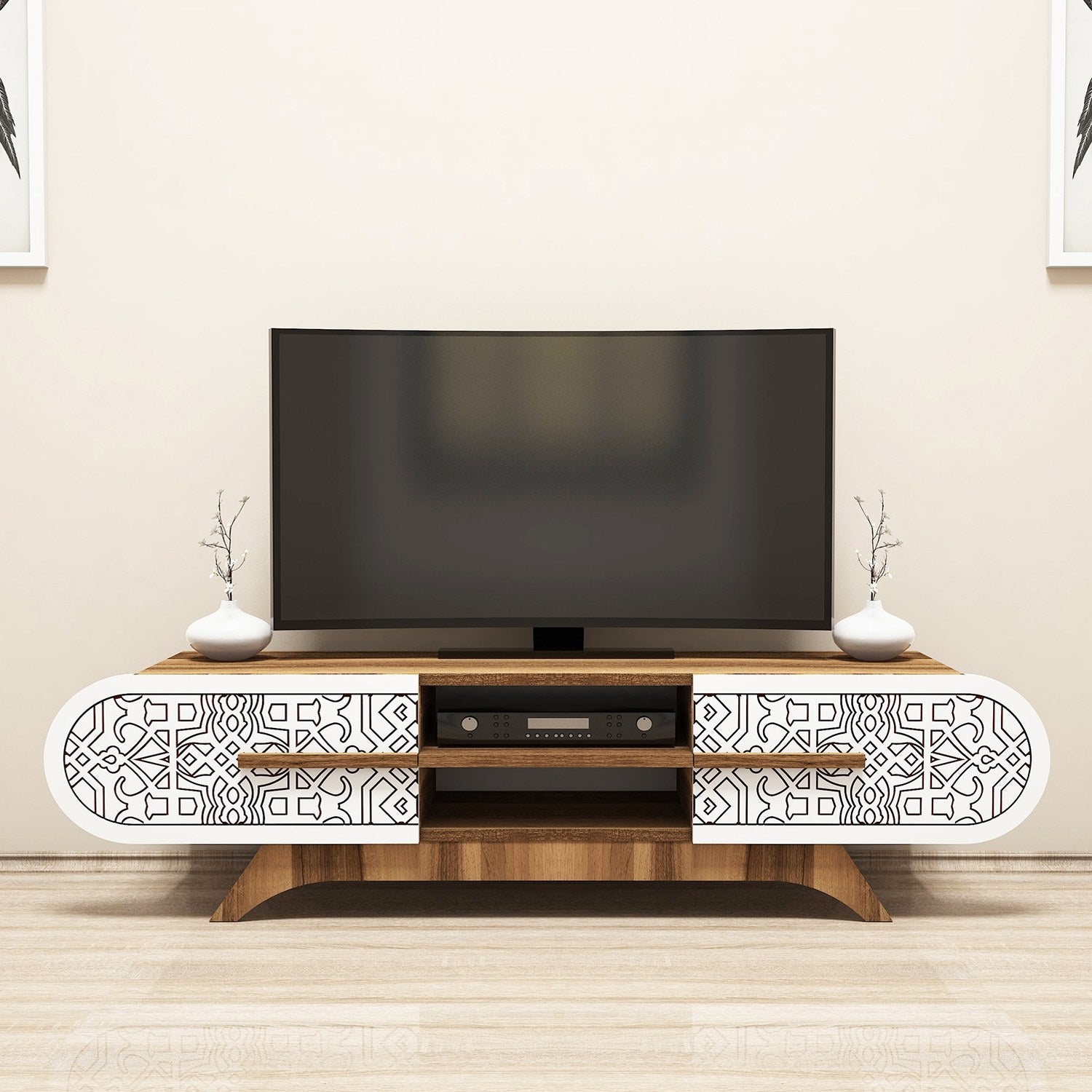Defne - Valnöt Vit TV-enhet