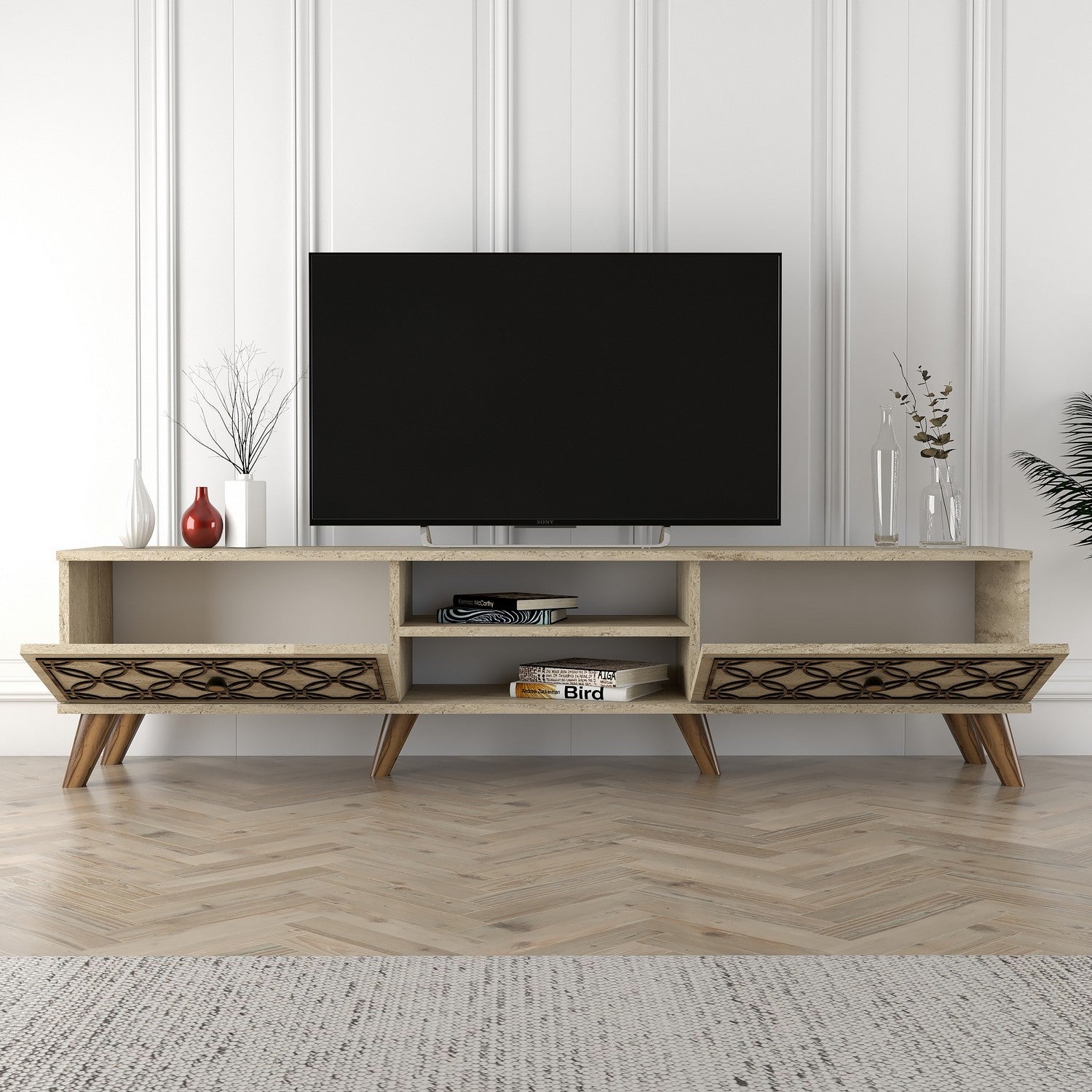 Class - Travertin TV-Bänk