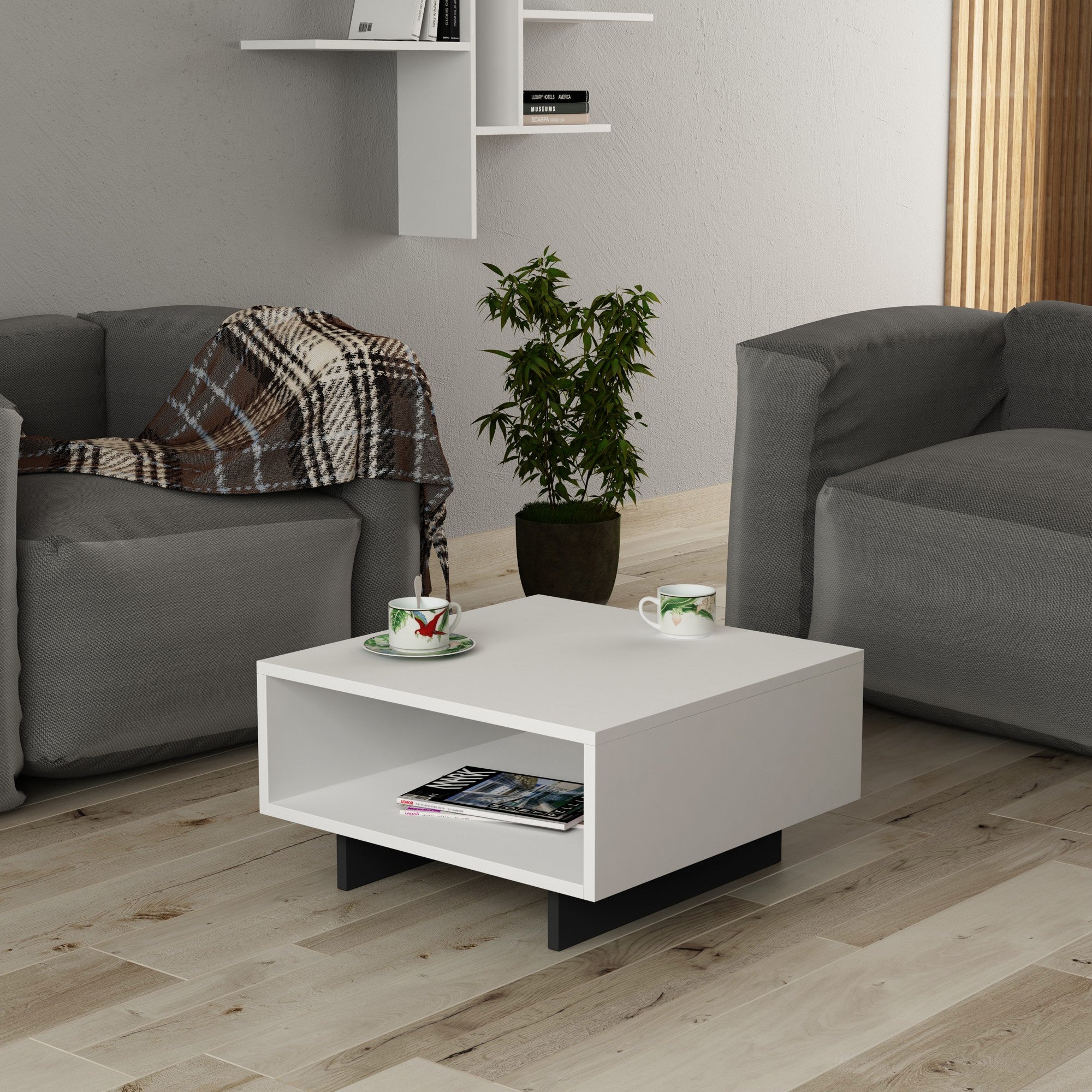 Hola - Vit, Antracit Kaffe Bord
