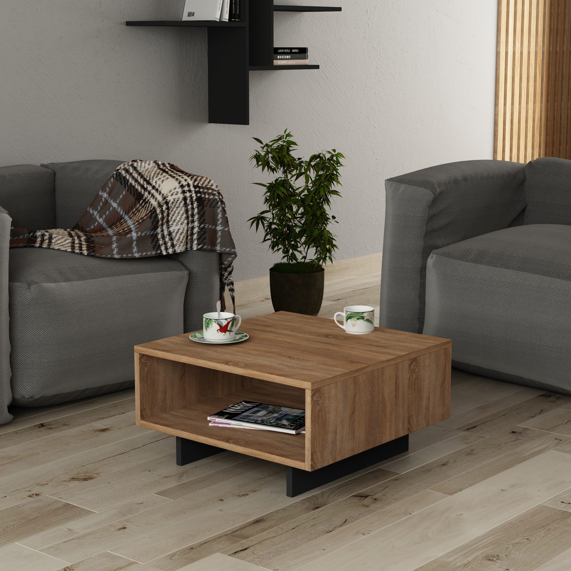 Hola - Ek, Antracit Kaffe Bord