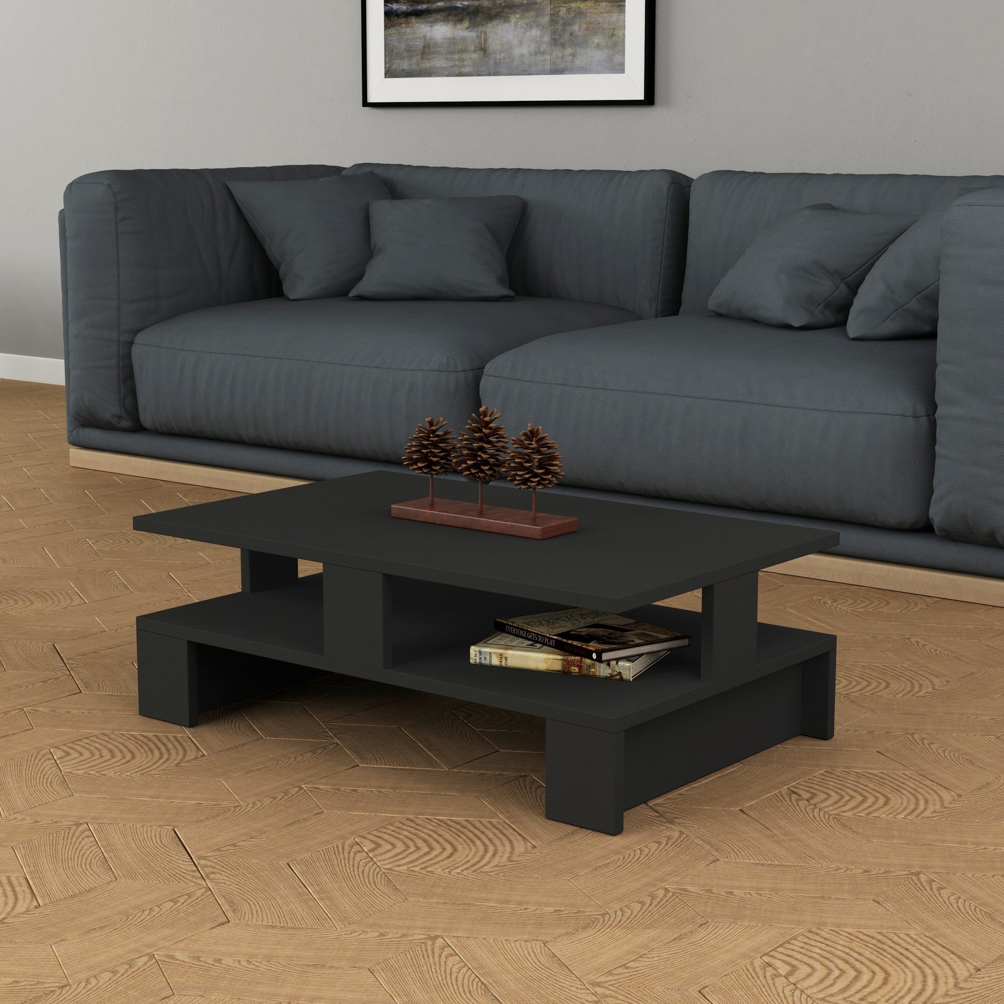 Mansu - Antracit Kaffe Bord