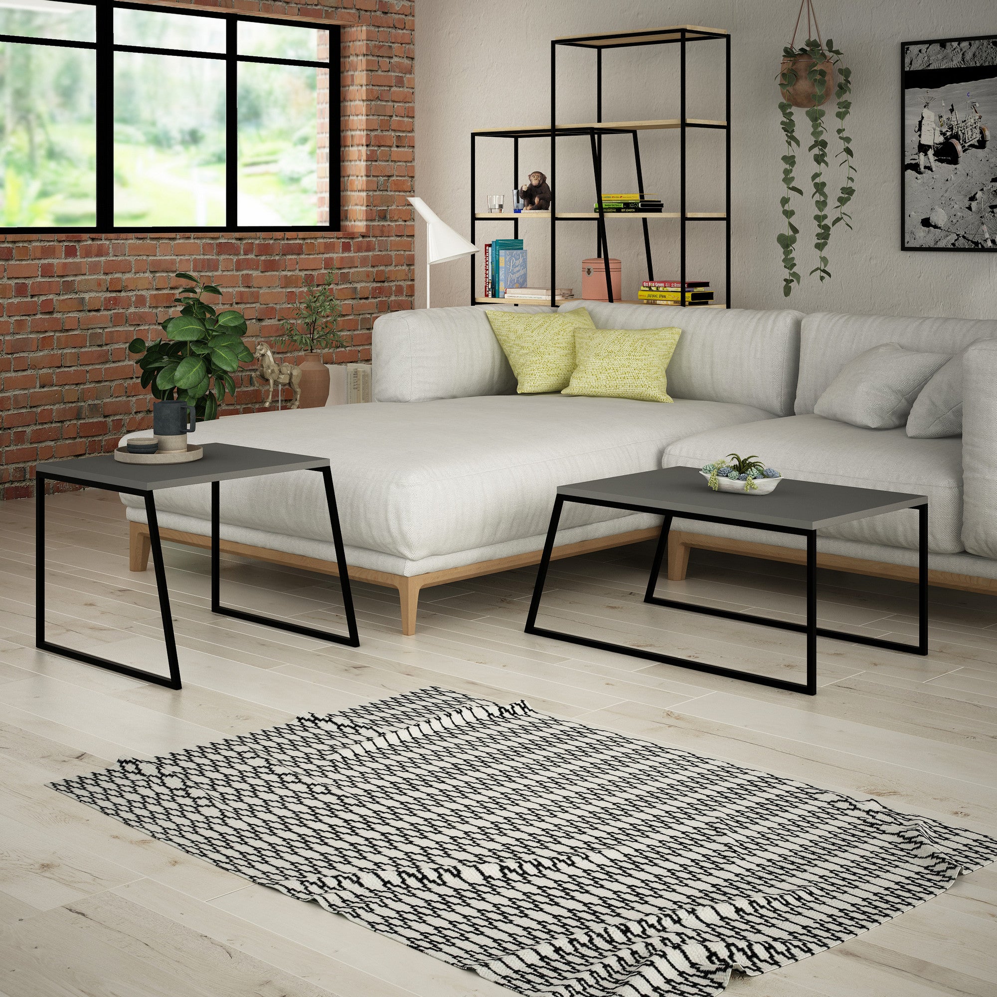 Pal Orta Sehpa - Antracit Kaffeebord Set