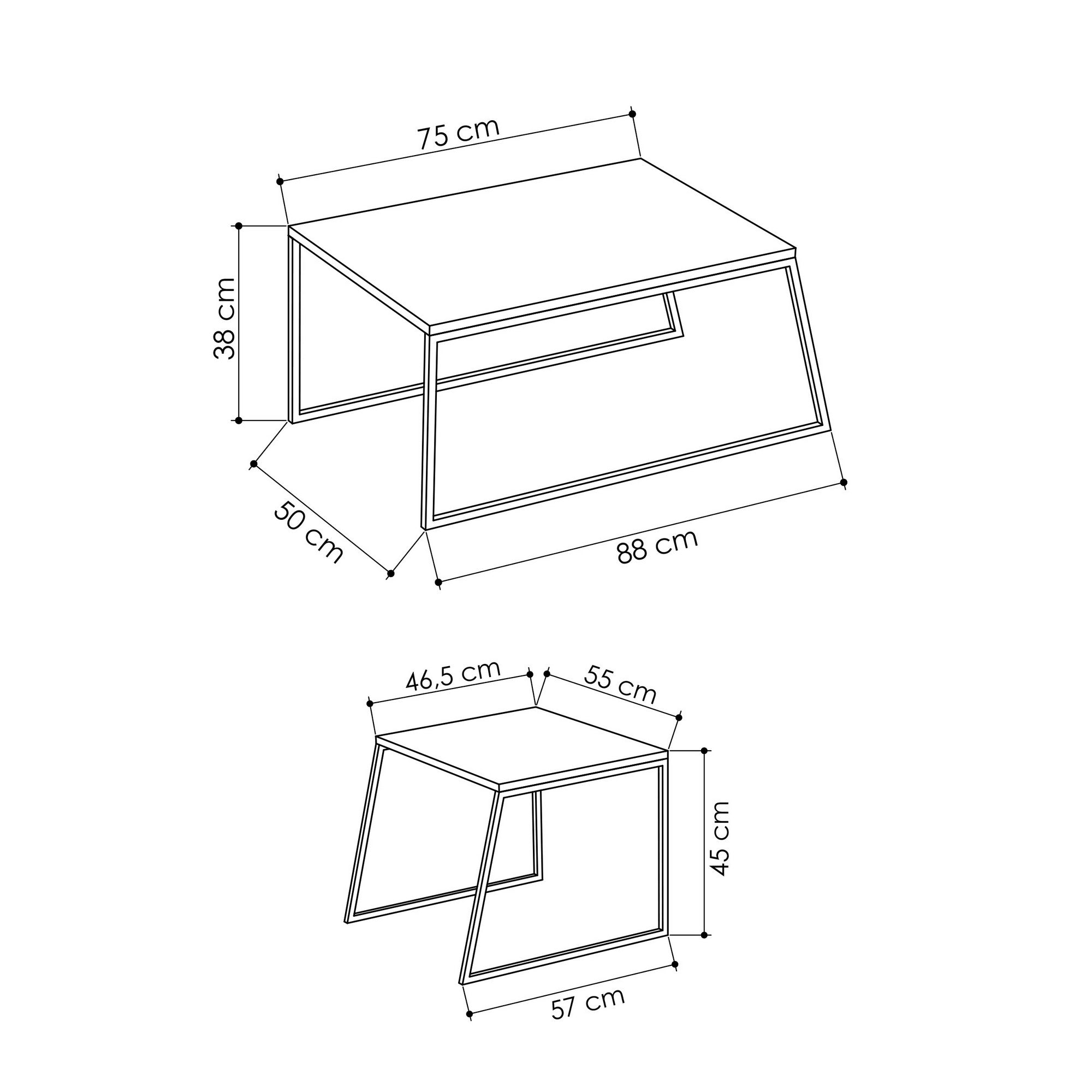 Pal Orta Sehpa - Antracit Kaffeebord Set